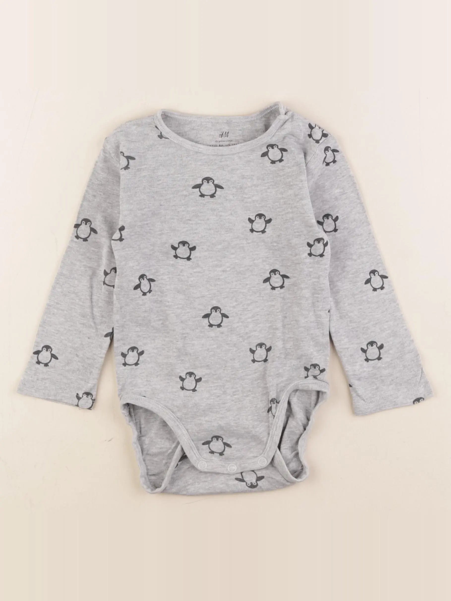 H&M - body gris - 12/18 mois