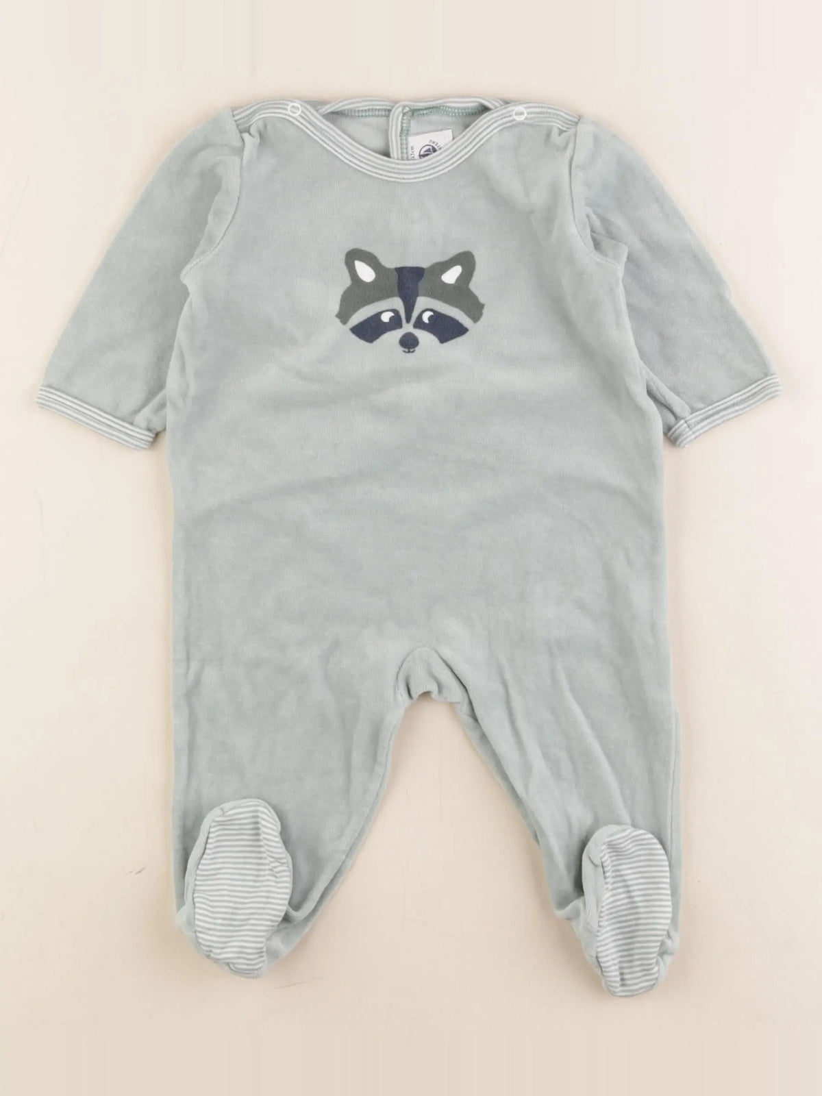Petit Bateau - pyjama velours vert - 6 mois