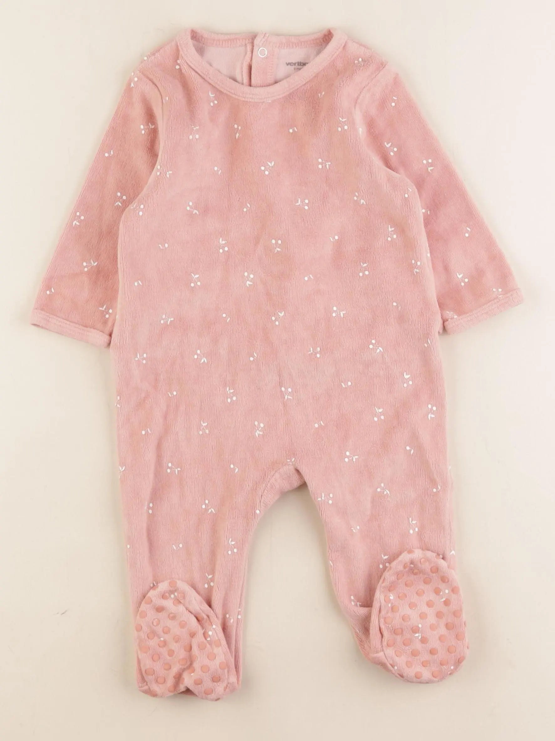 Vertbaudet - pyjama velours rose - 9 mois