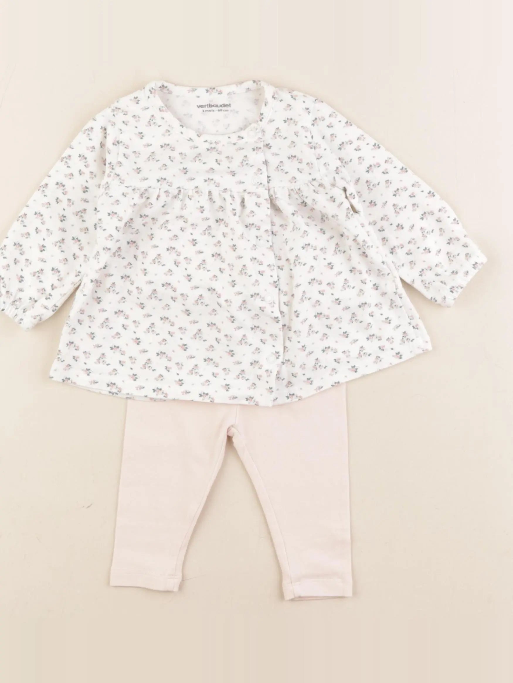 Vertbaudet - ensemble rose - 3 mois