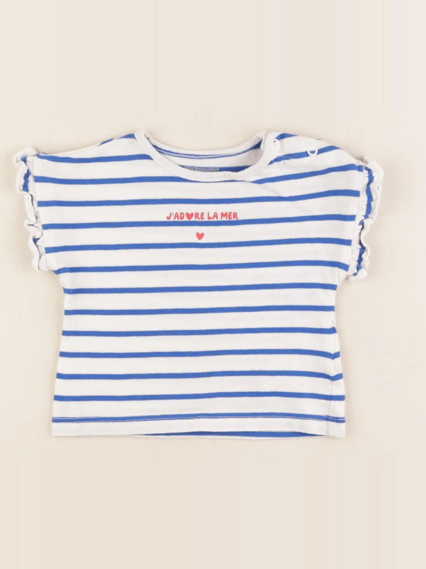 Vertbaudet - tee-shirt blanc, bleu - 3 mois