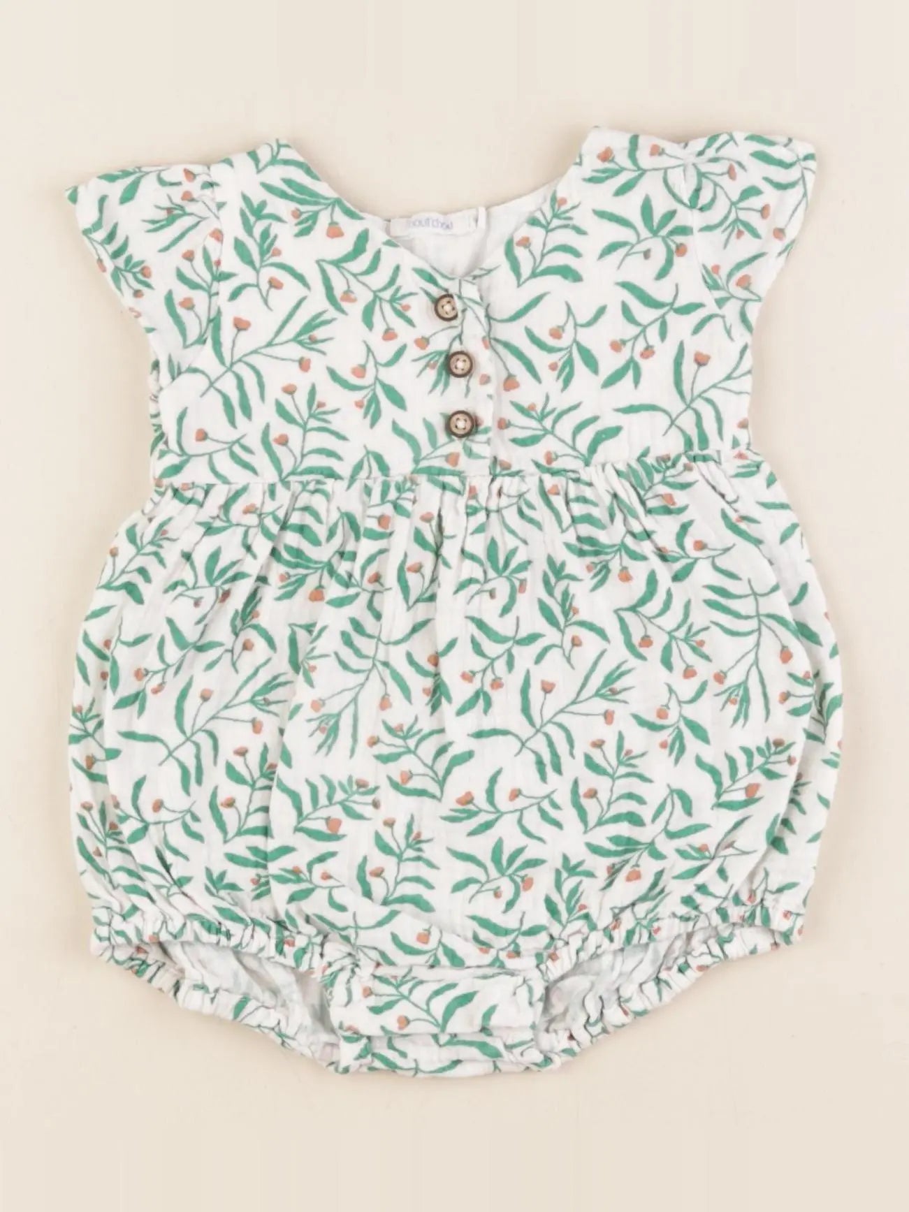 Boutchou - combinaison blanc, vert - 6 mois