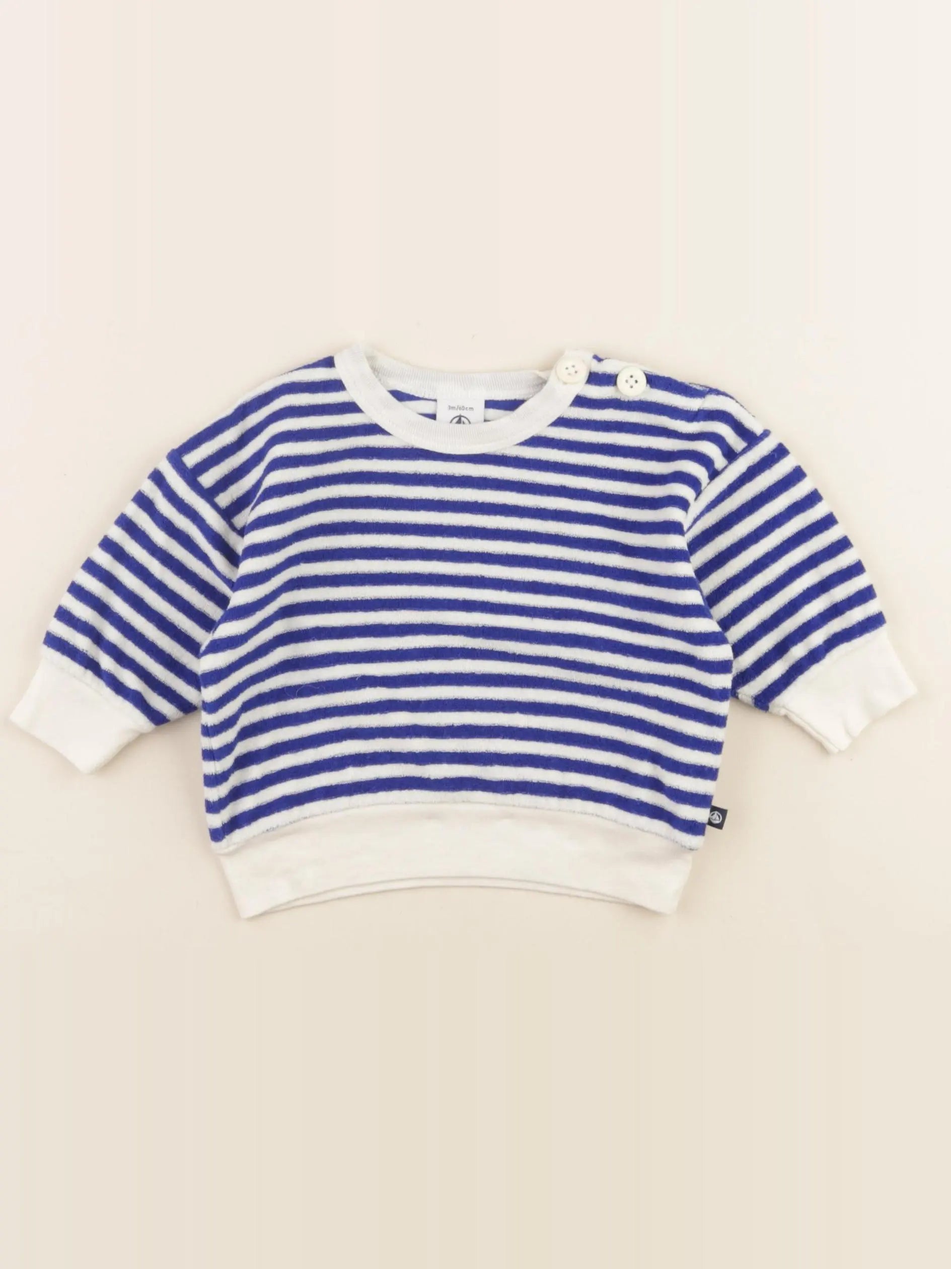 Petit Bateau - pull blanc, bleu - 3 mois