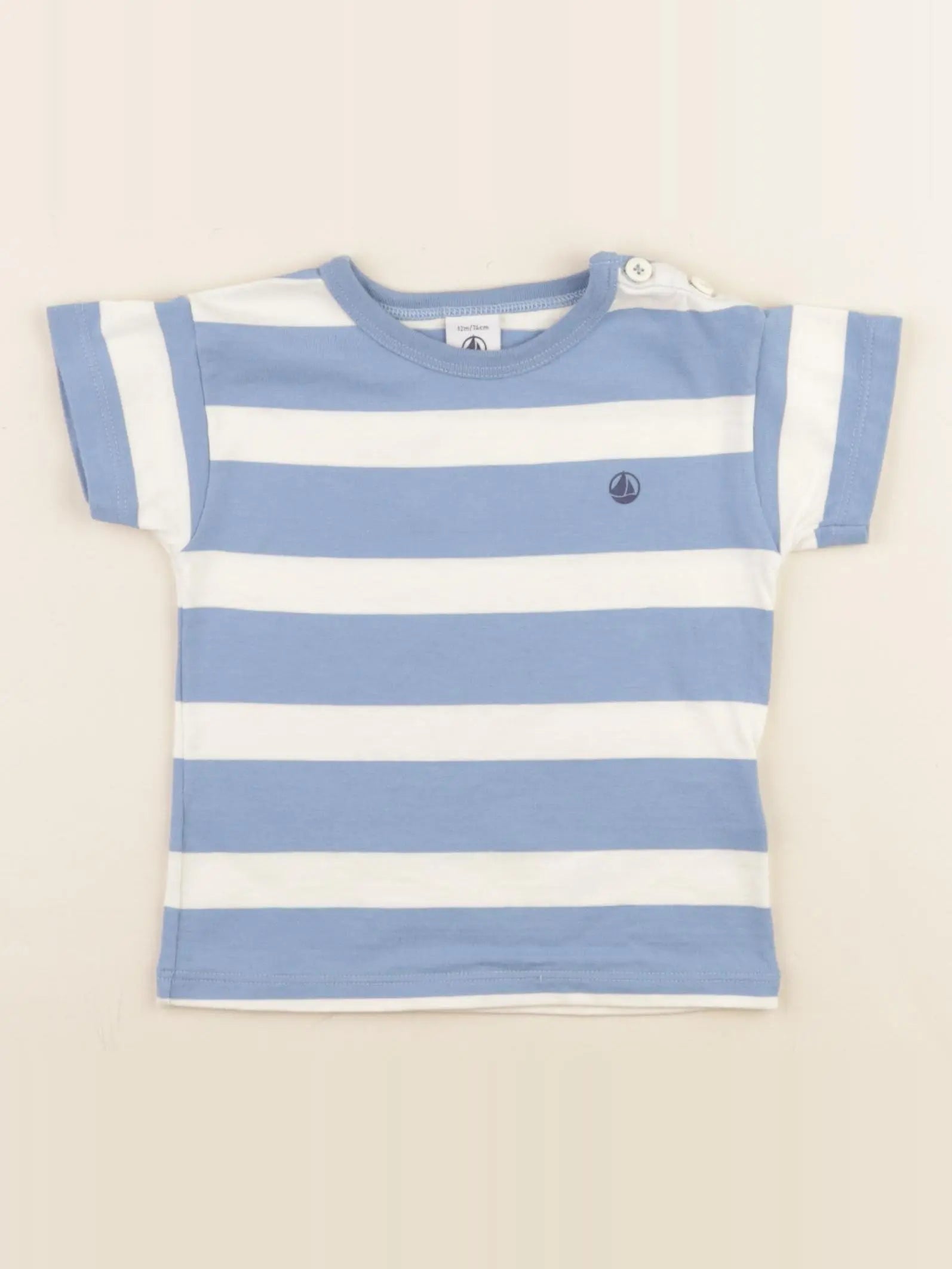 Petit Bateau - tee-shirt bleu - 12 mois
