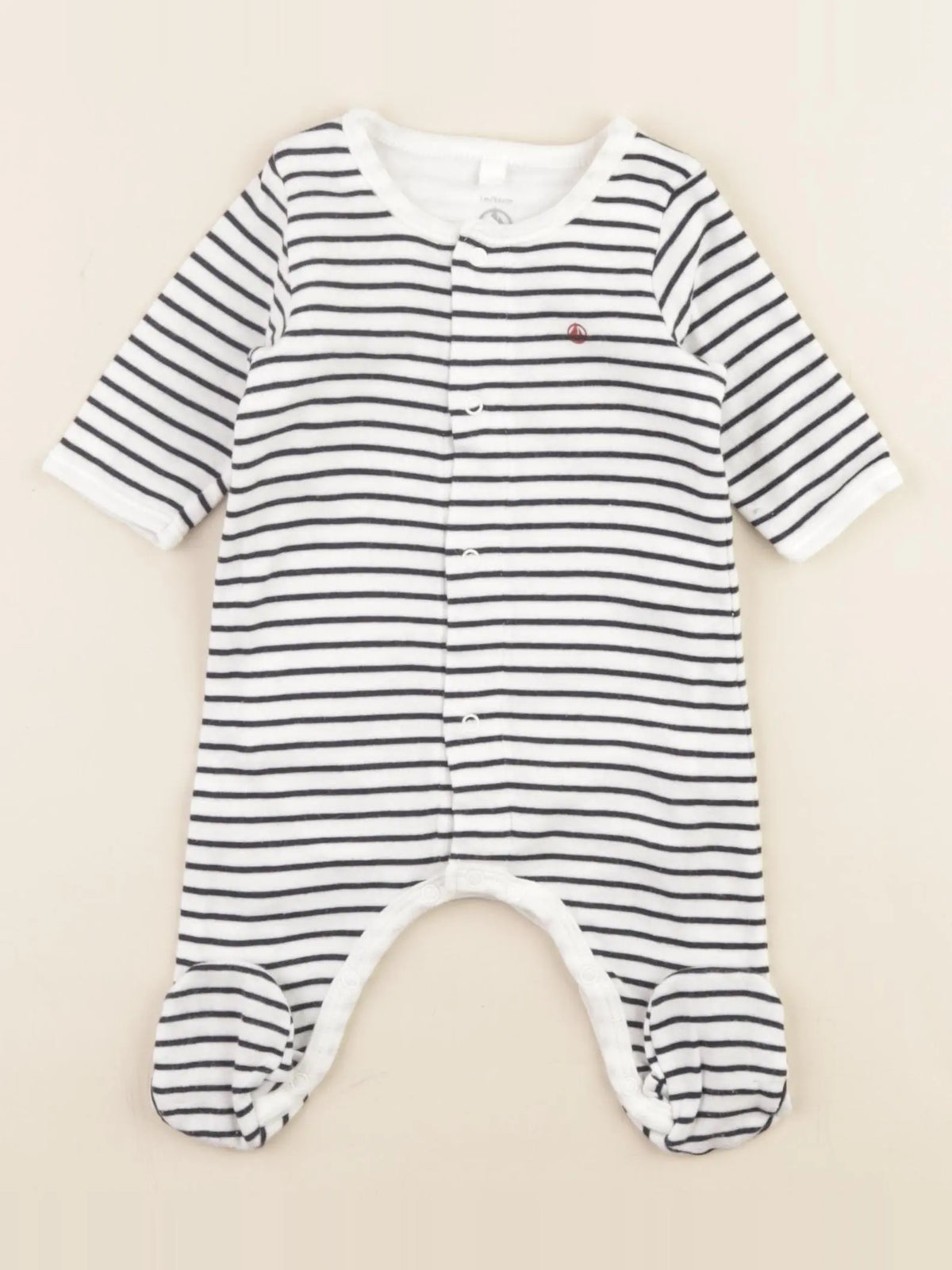 Petit Bateau - pyjama coton blanc, bleu - 1 mois