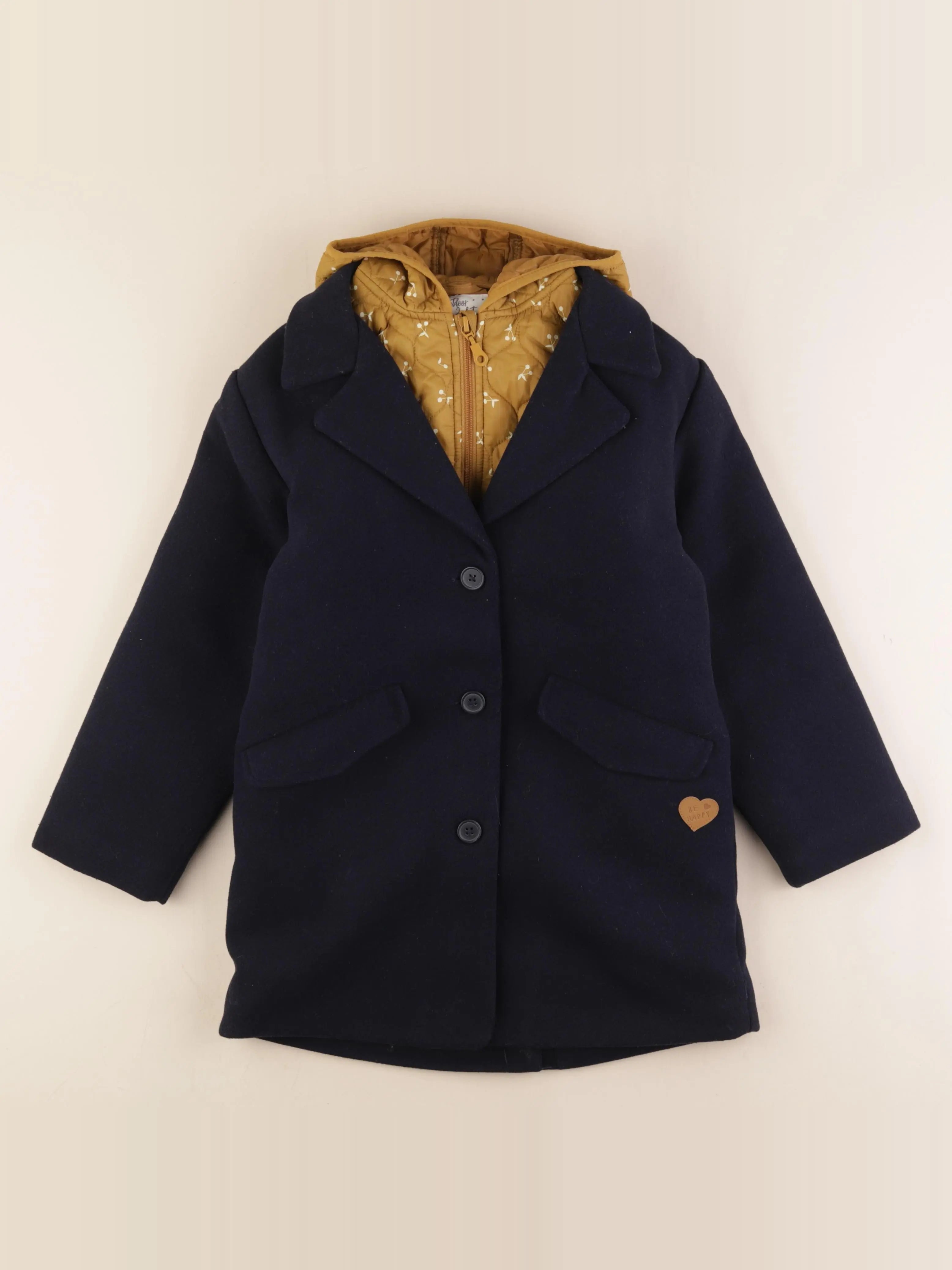 Vertbaudet - manteau doublure amovible jaune, bleu - 9 ans