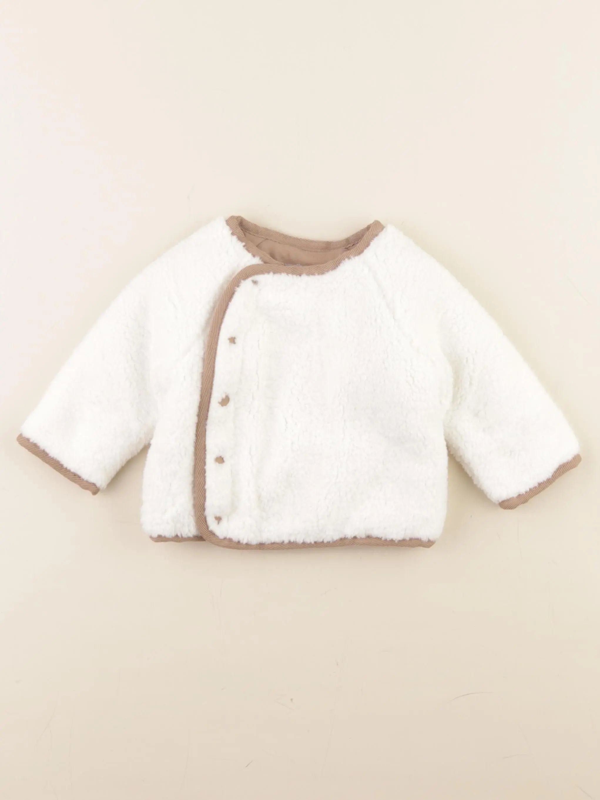 Vertbaudet - veste blanc, marron - 3 mois