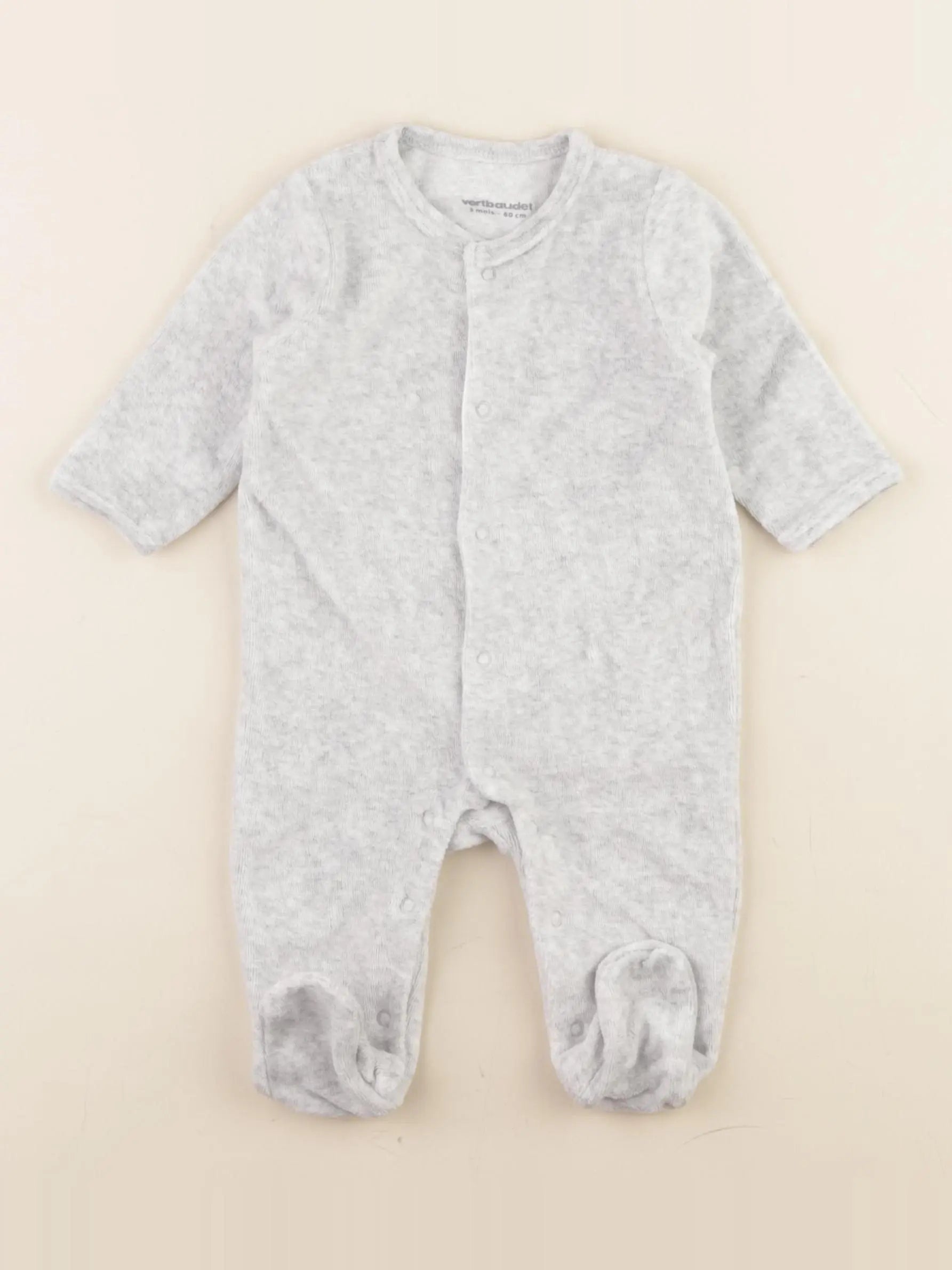 Vertbaudet - pyjama velours gris - 3 mois