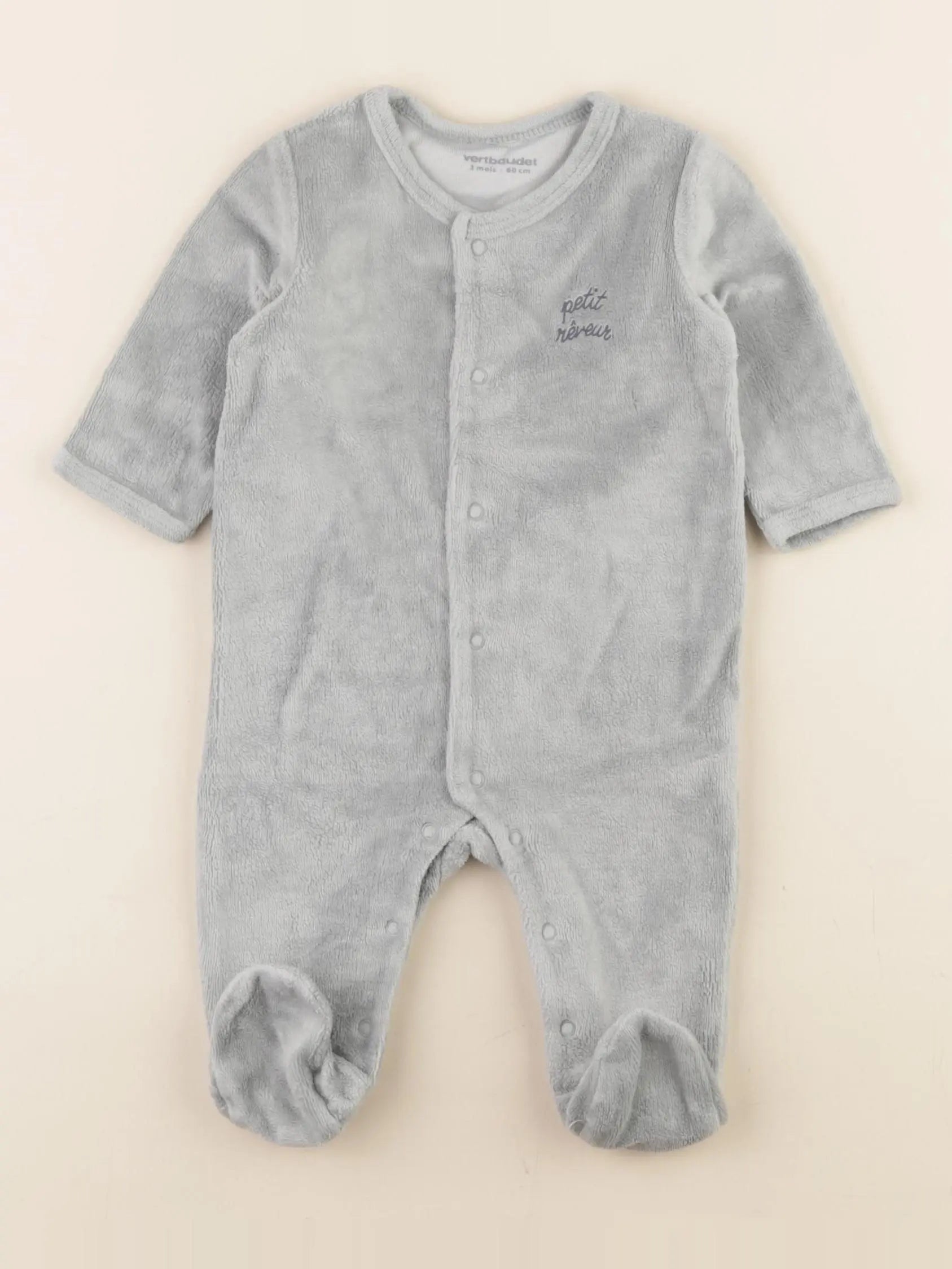 Vertbaudet - pyjama velours vert - 3 mois