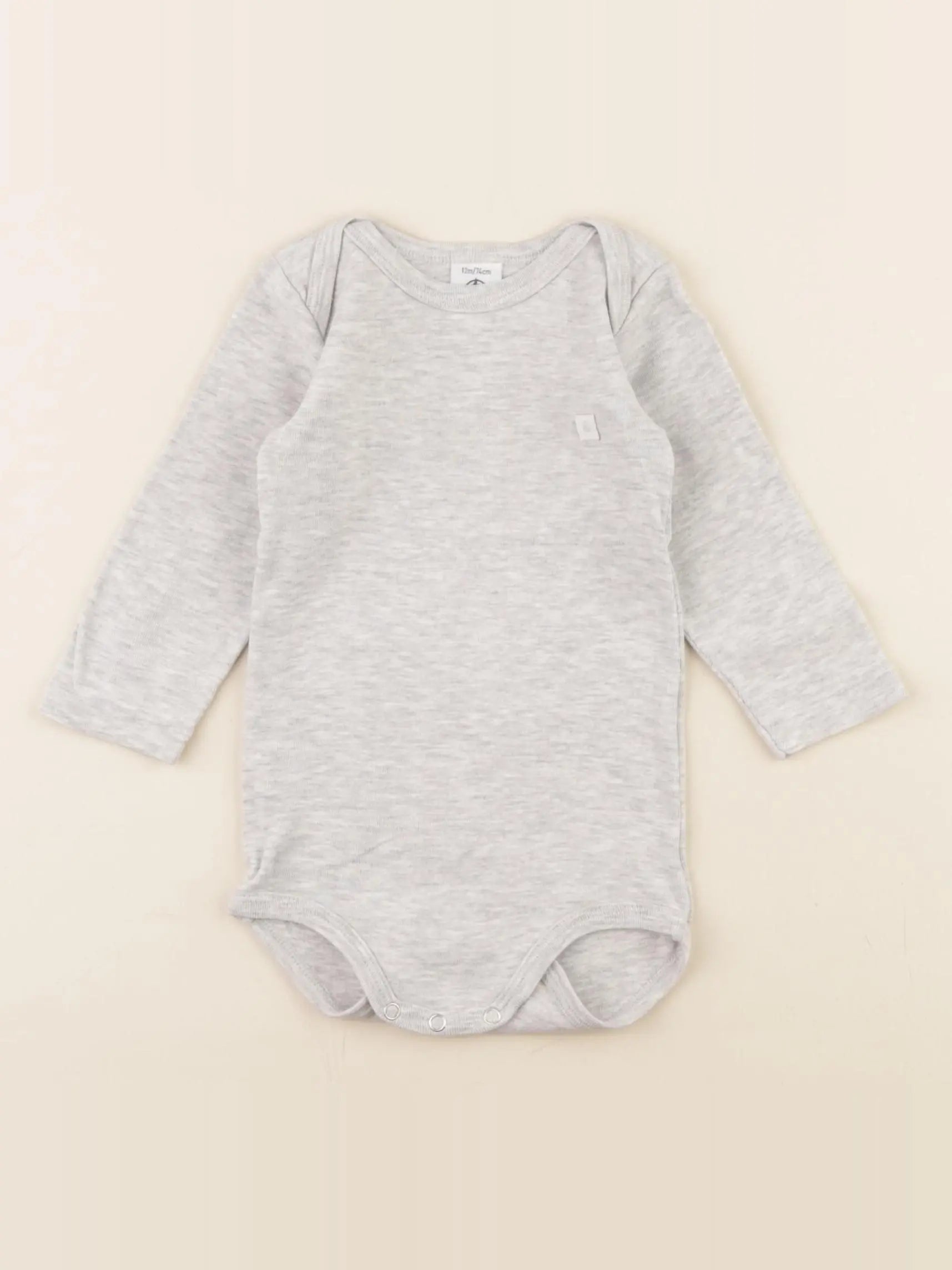 Petit Bateau - body gris - 12 mois