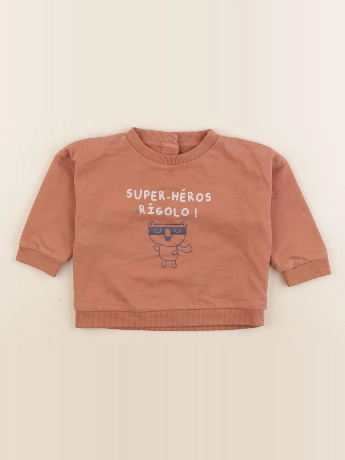 Vertbaudet - sweat marron - 9 mois