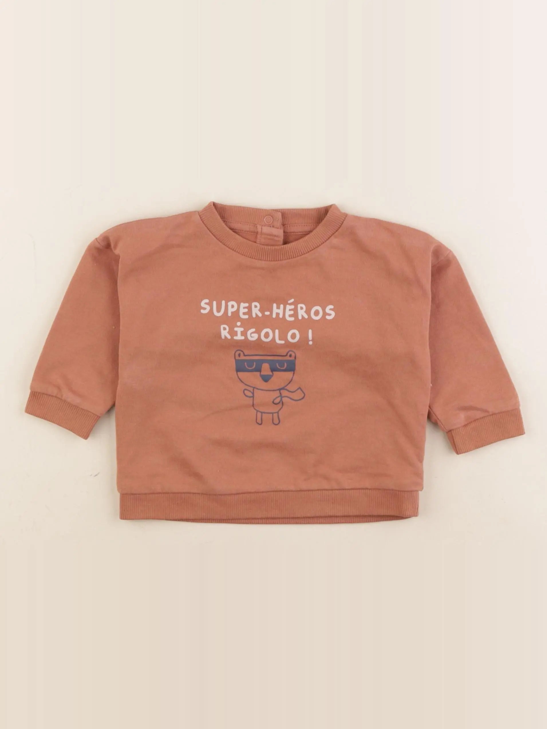 Vertbaudet - sweat marron - 9 mois