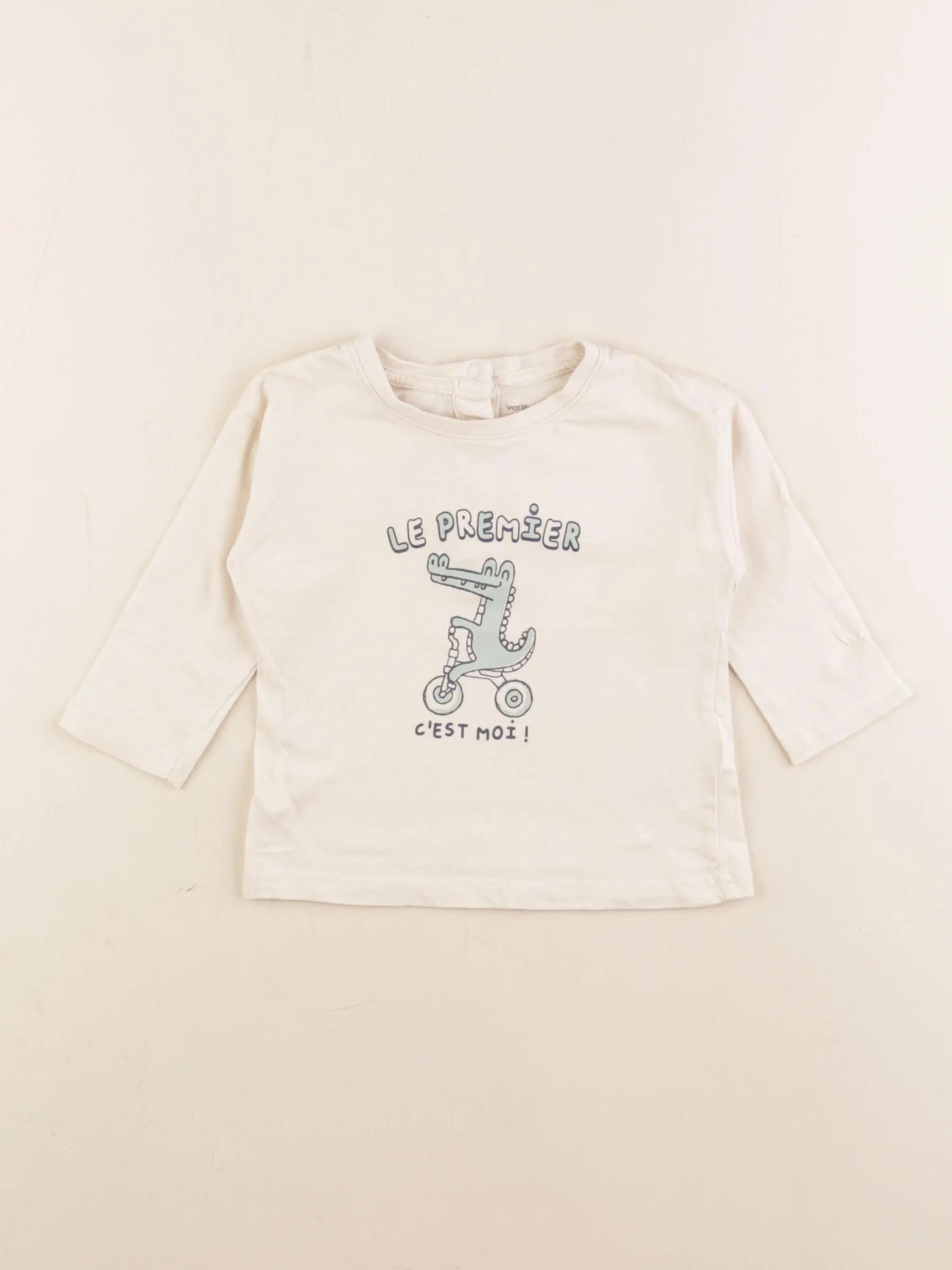 Vertbaudet - tee-shirt beige - 12 mois