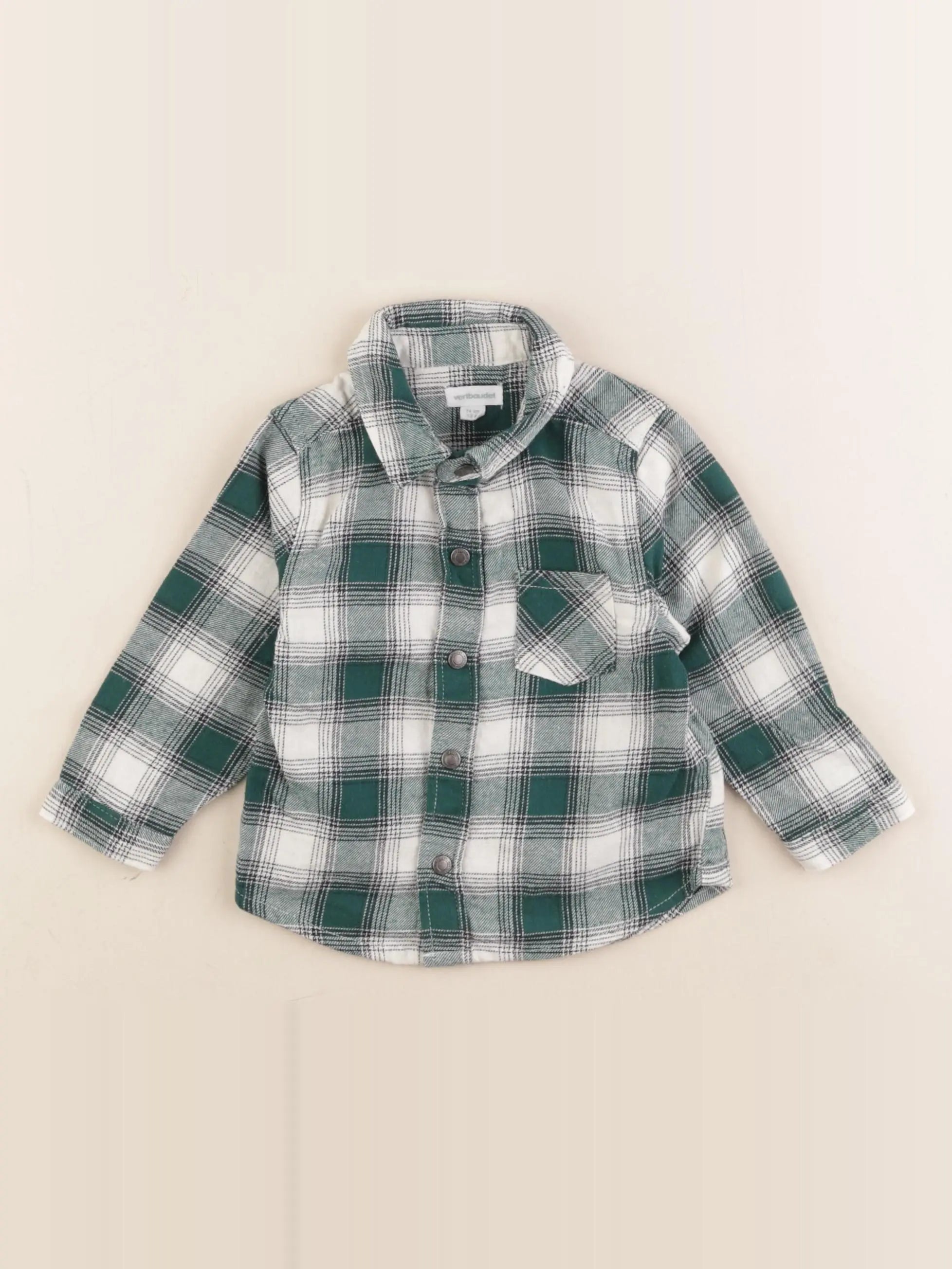 Vertbaudet - chemise blanc, vert - 12 mois