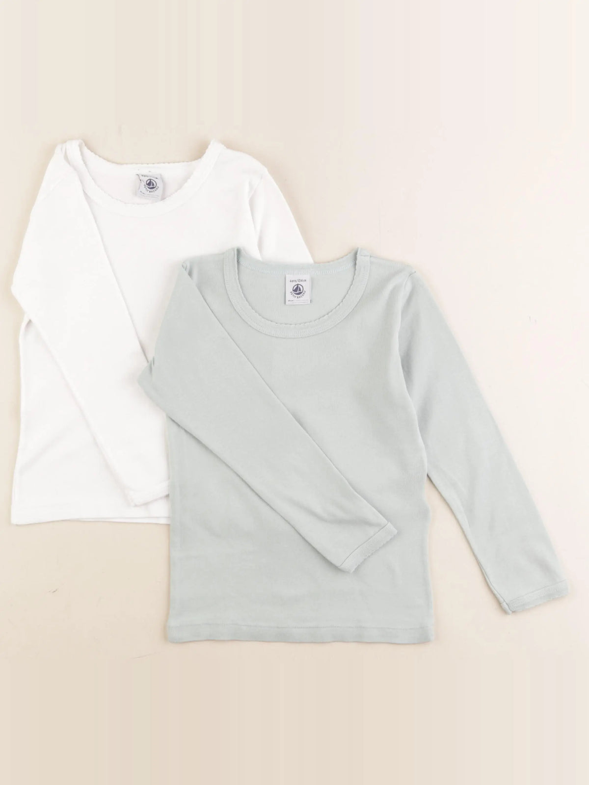 Petit Bateau - lot de 2 maillots de corps blanc, vert - 4 ans