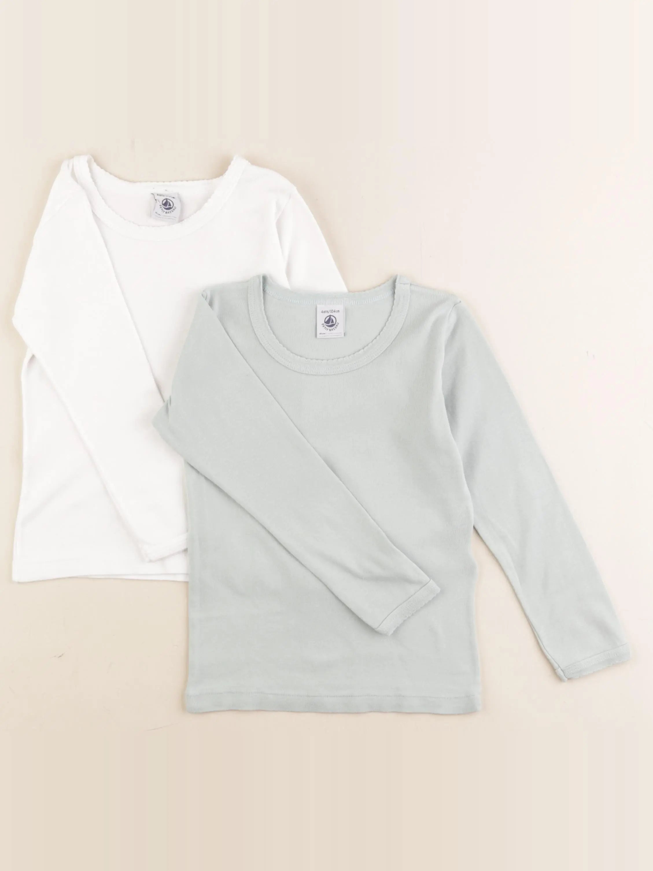 Petit Bateau - lot de 2 maillots de corps blanc, vert - 4 ans