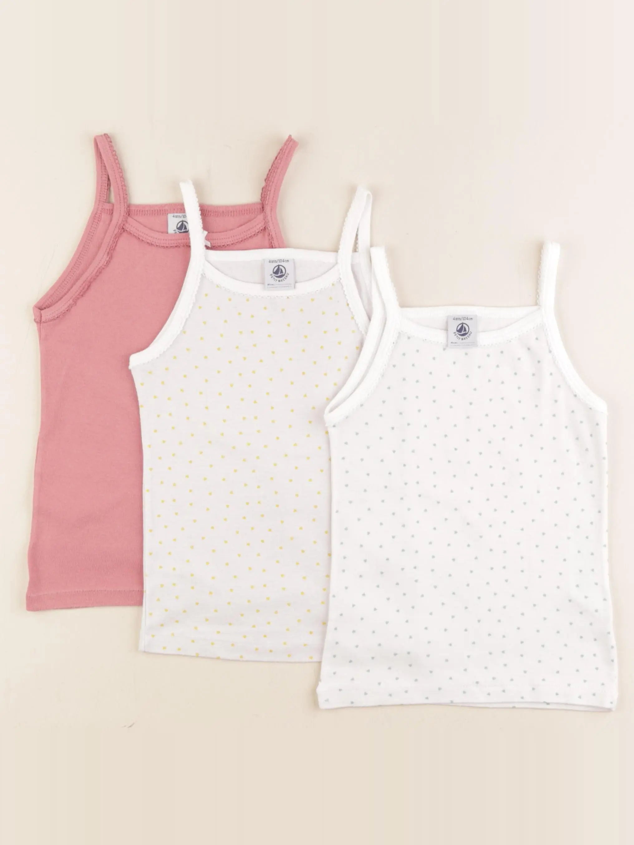 Petit Bateau - lot de 3 maillots de corps multicolore - 4 ans