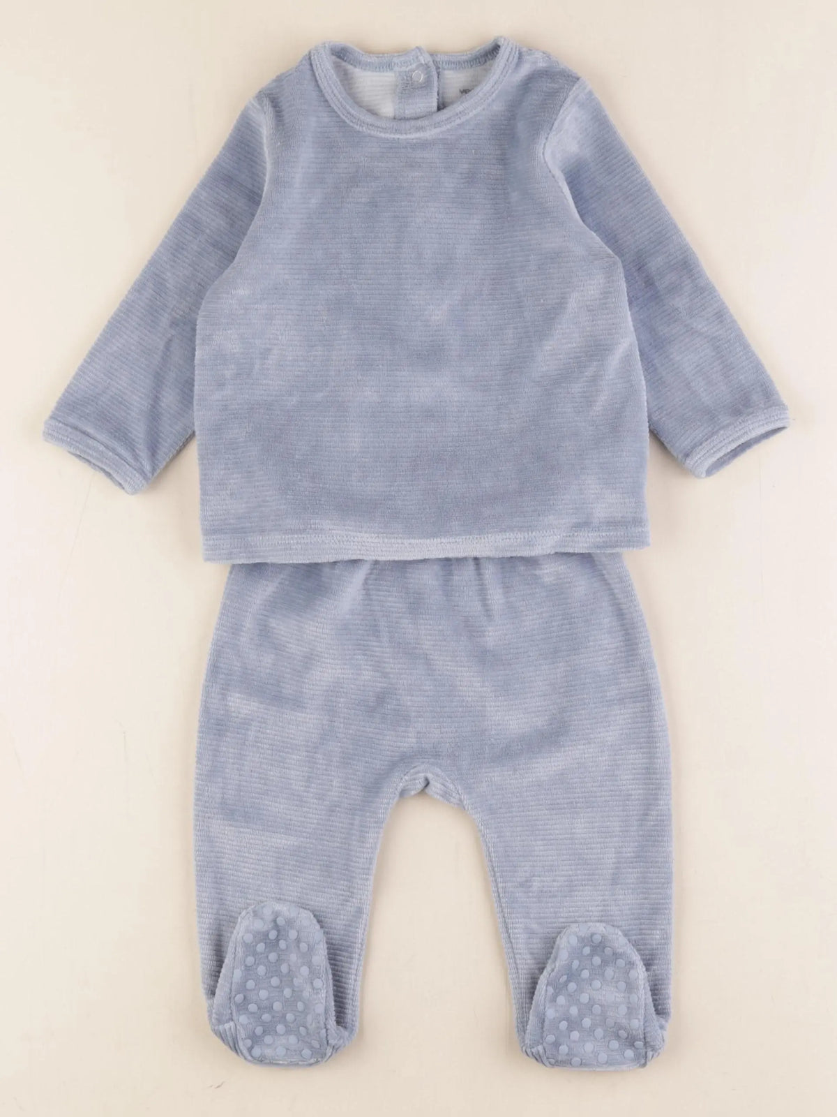 Vertbaudet - pyjama velours bleu - 9 mois