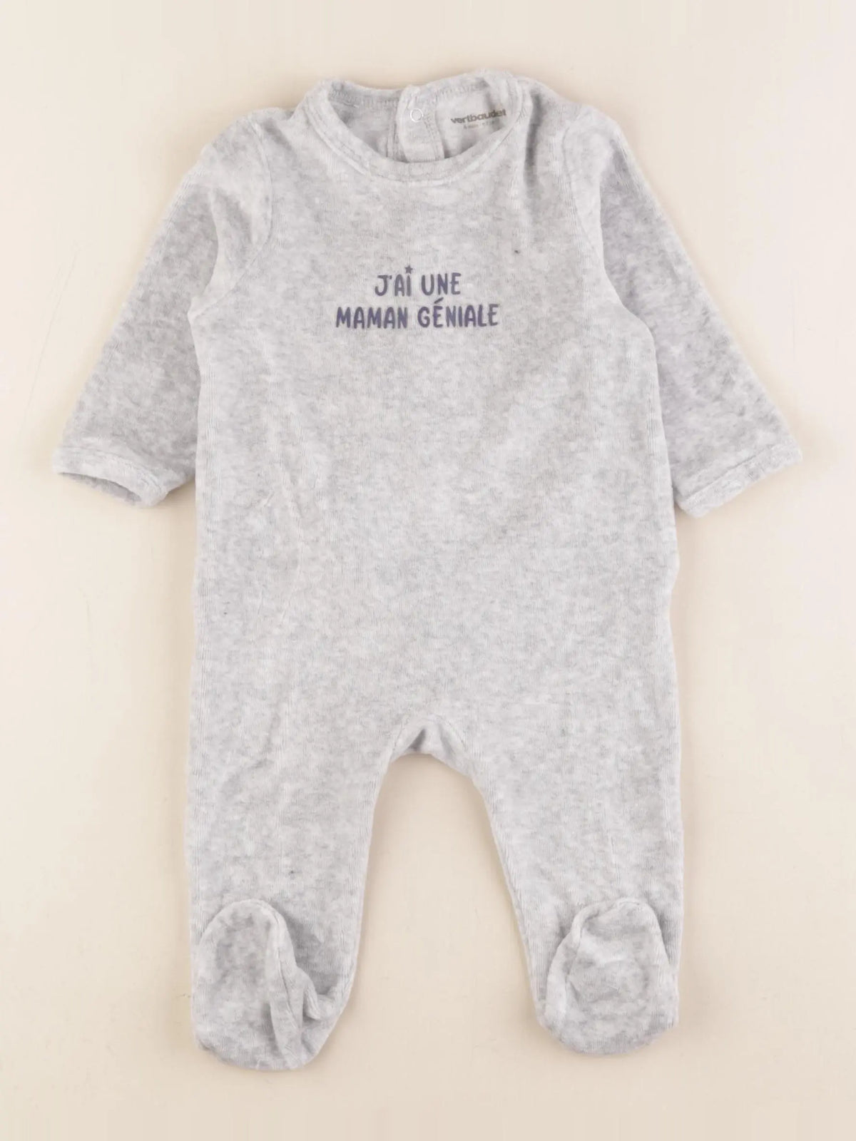 Vertbaudet - pyjama velours gris - 6 mois
