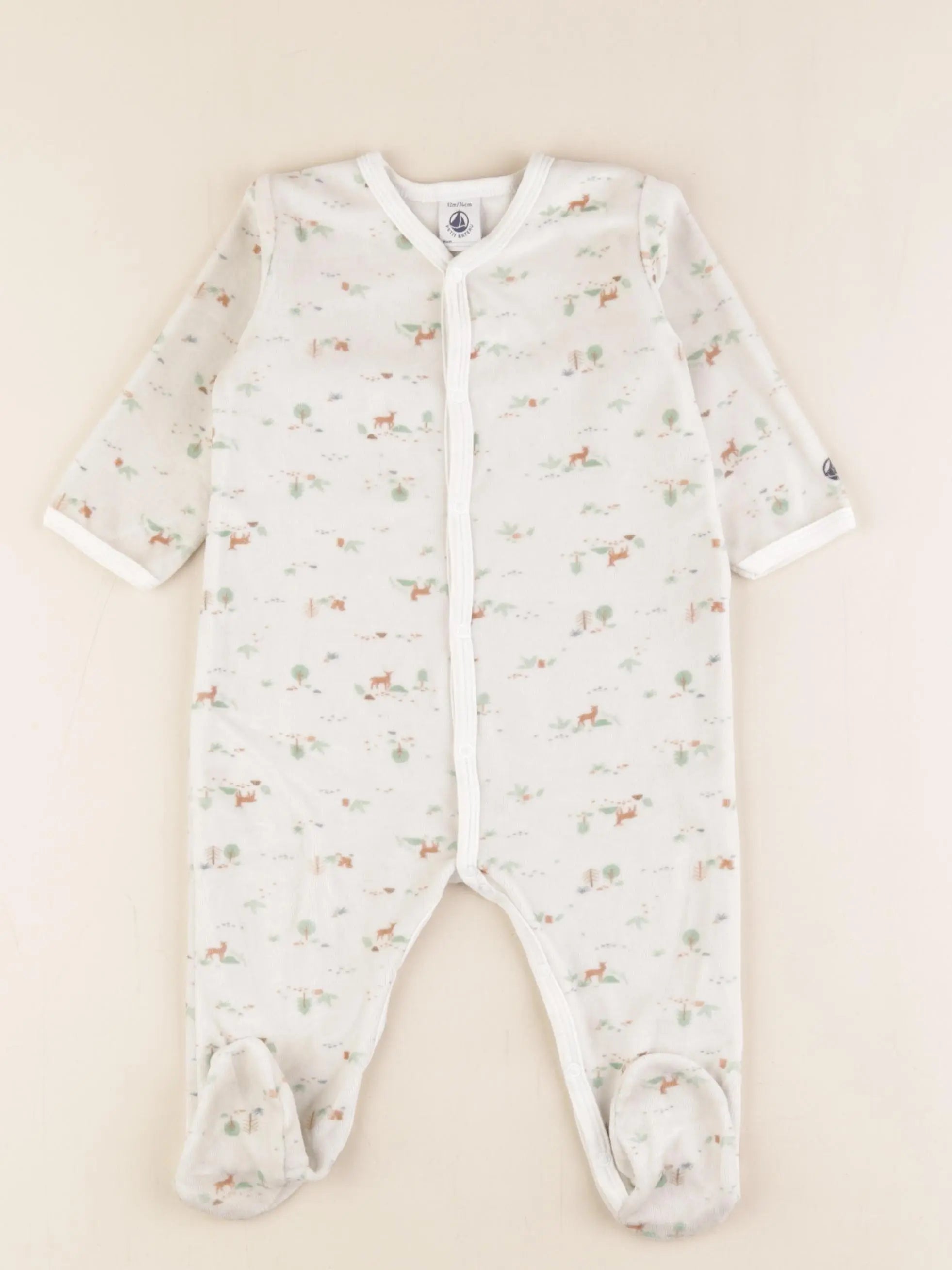 Petit Bateau - pyjama velours gris - 12 mois