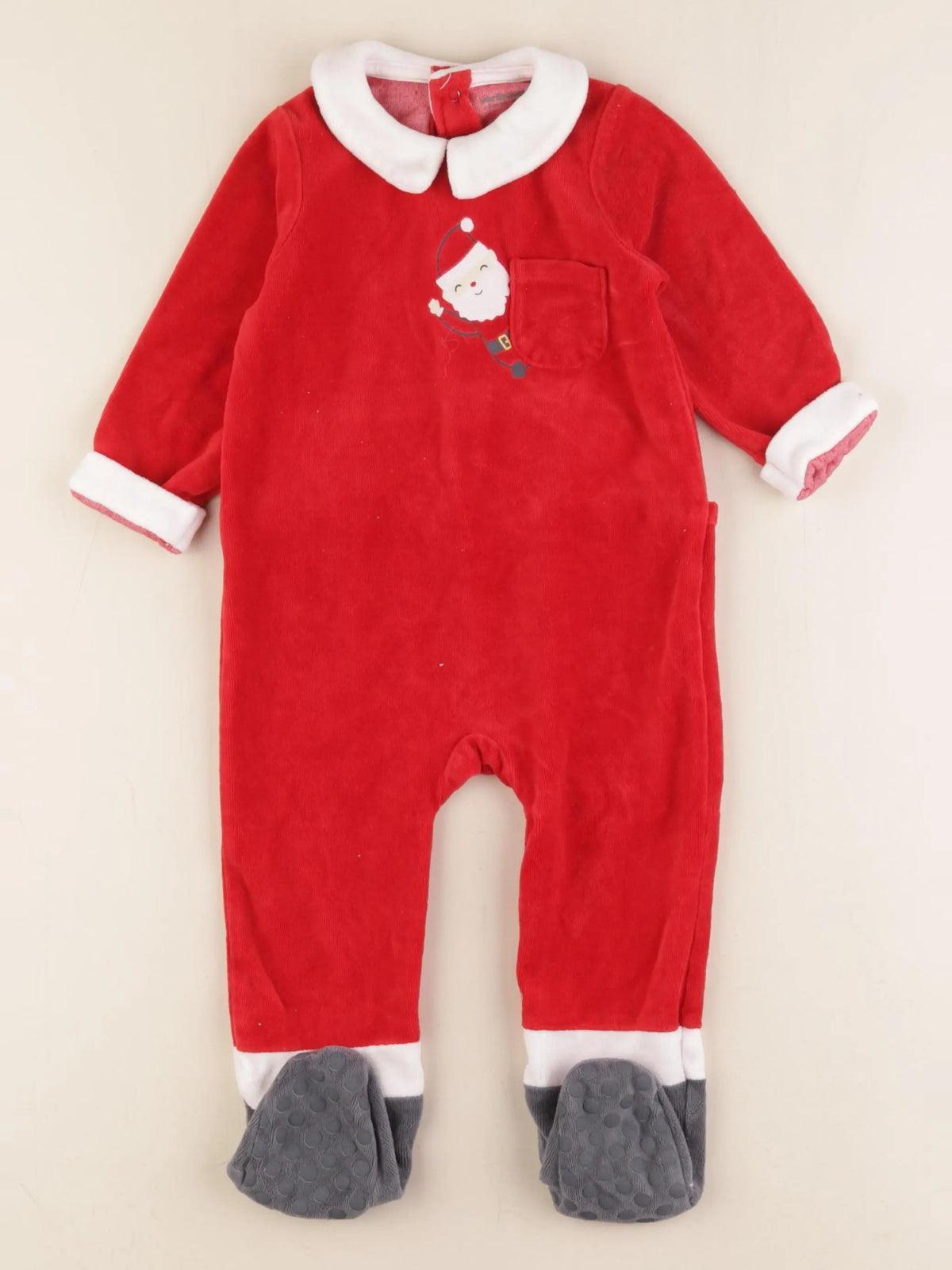 Vertbaudet - pyjama velours rouge - 18 mois