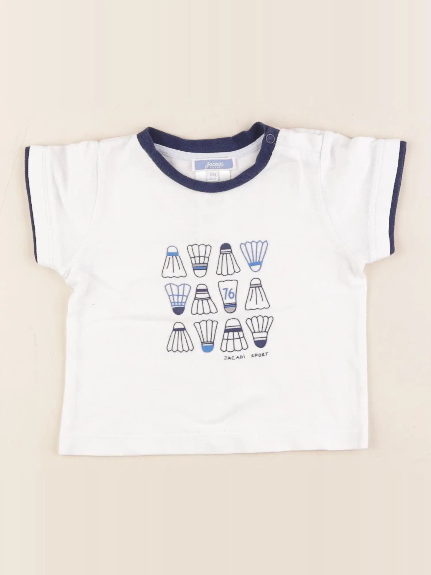 Jacadi - tee-shirt blanc, bleu - 12 mois