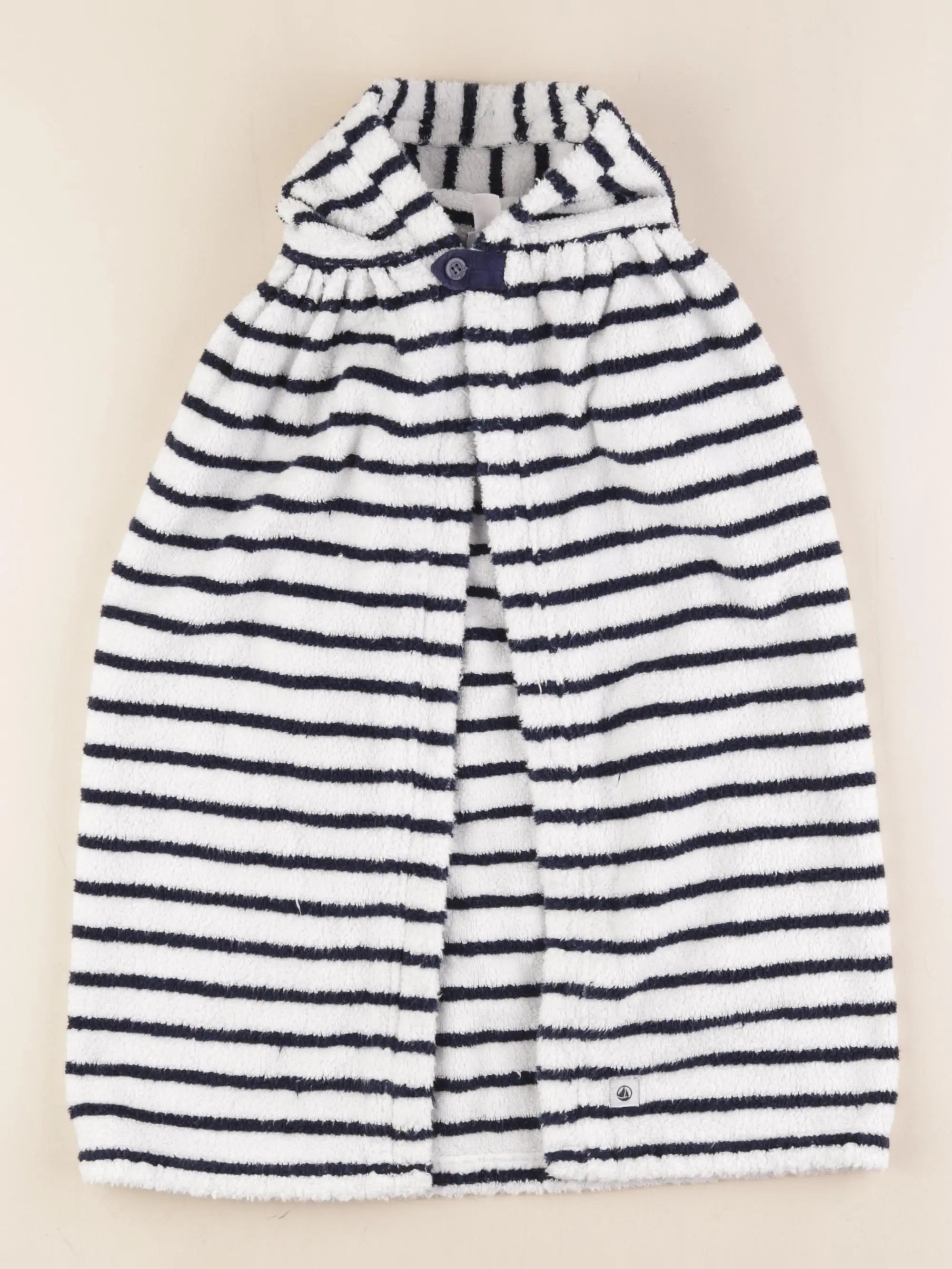 Petit Bateau - cape de bain bleu, blanc - 0/12 mois