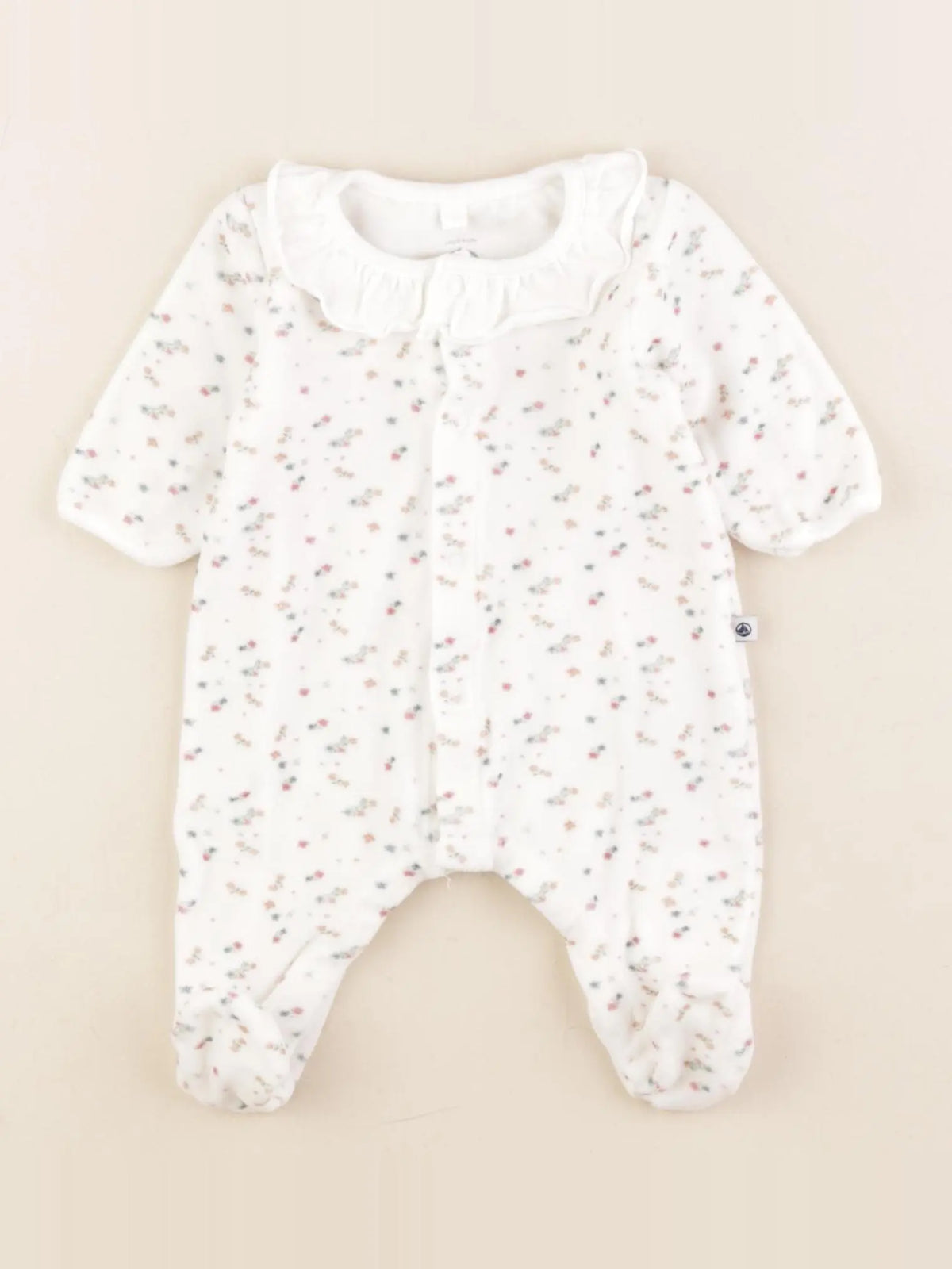 Petit Bateau - pyjama velours blanc, rose - 1 mois