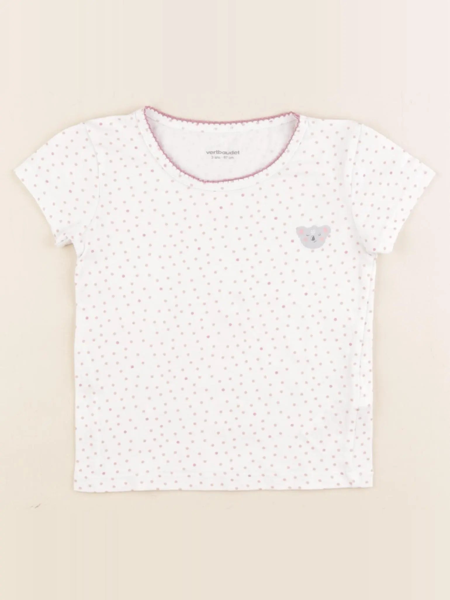 Vertbaudet - maillot de corps blanc, rose - 3 ans