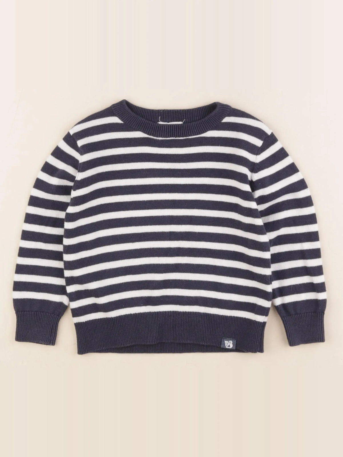 Vertbaudet - pull bleu, beige - 3 ans