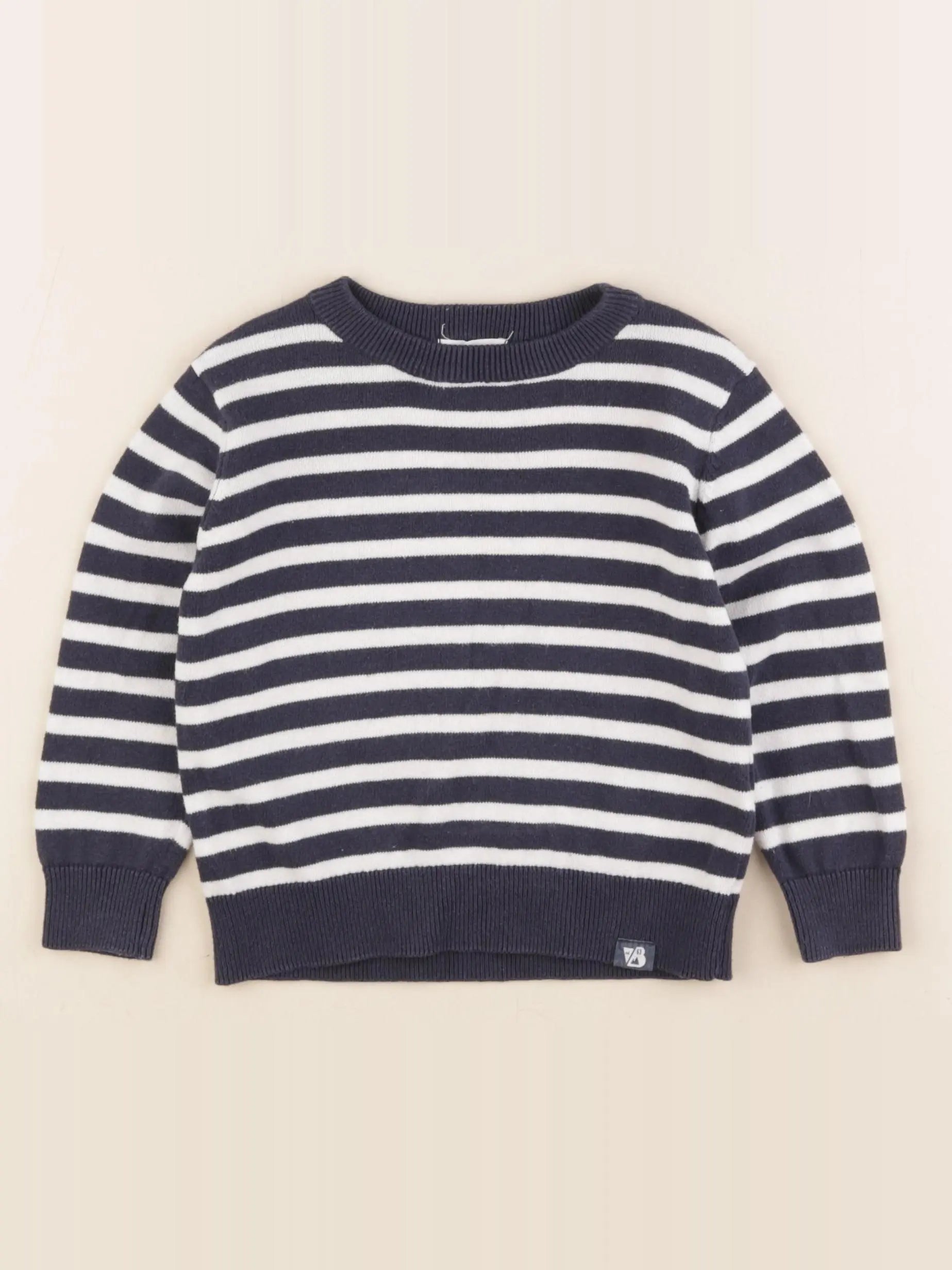 Vertbaudet - pull bleu, beige - 3 ans