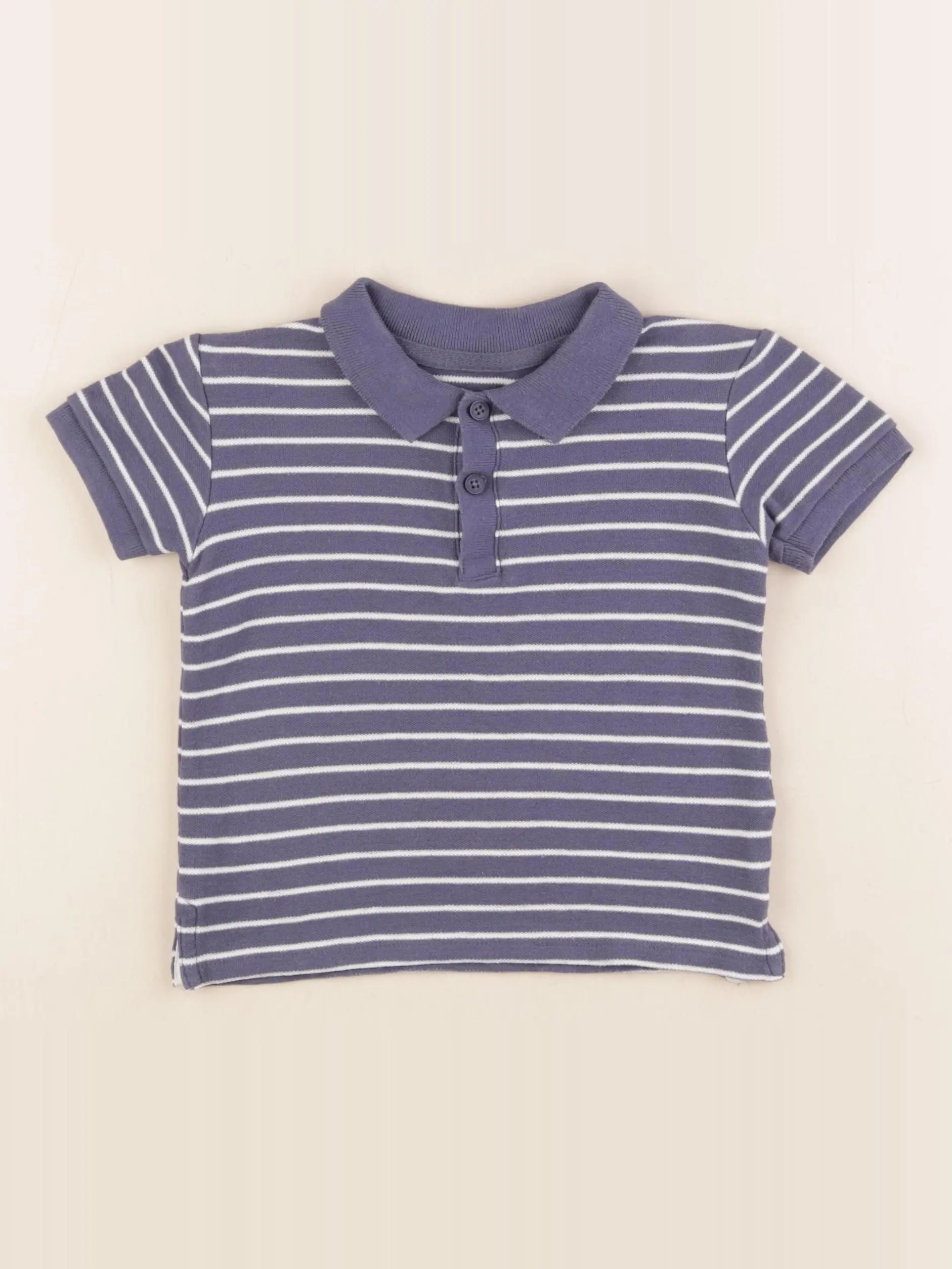 Vertbaudet - polo blanc, bleu - 3 ans