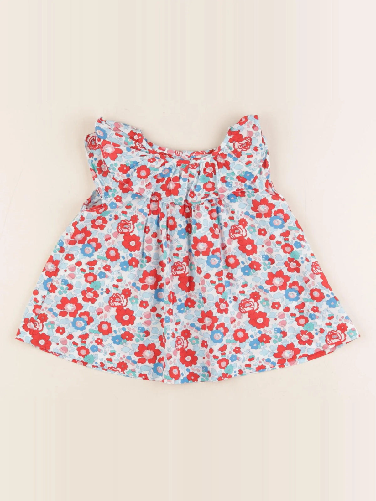Jacadi - blouse liberty bleu, rouge - 24 mois