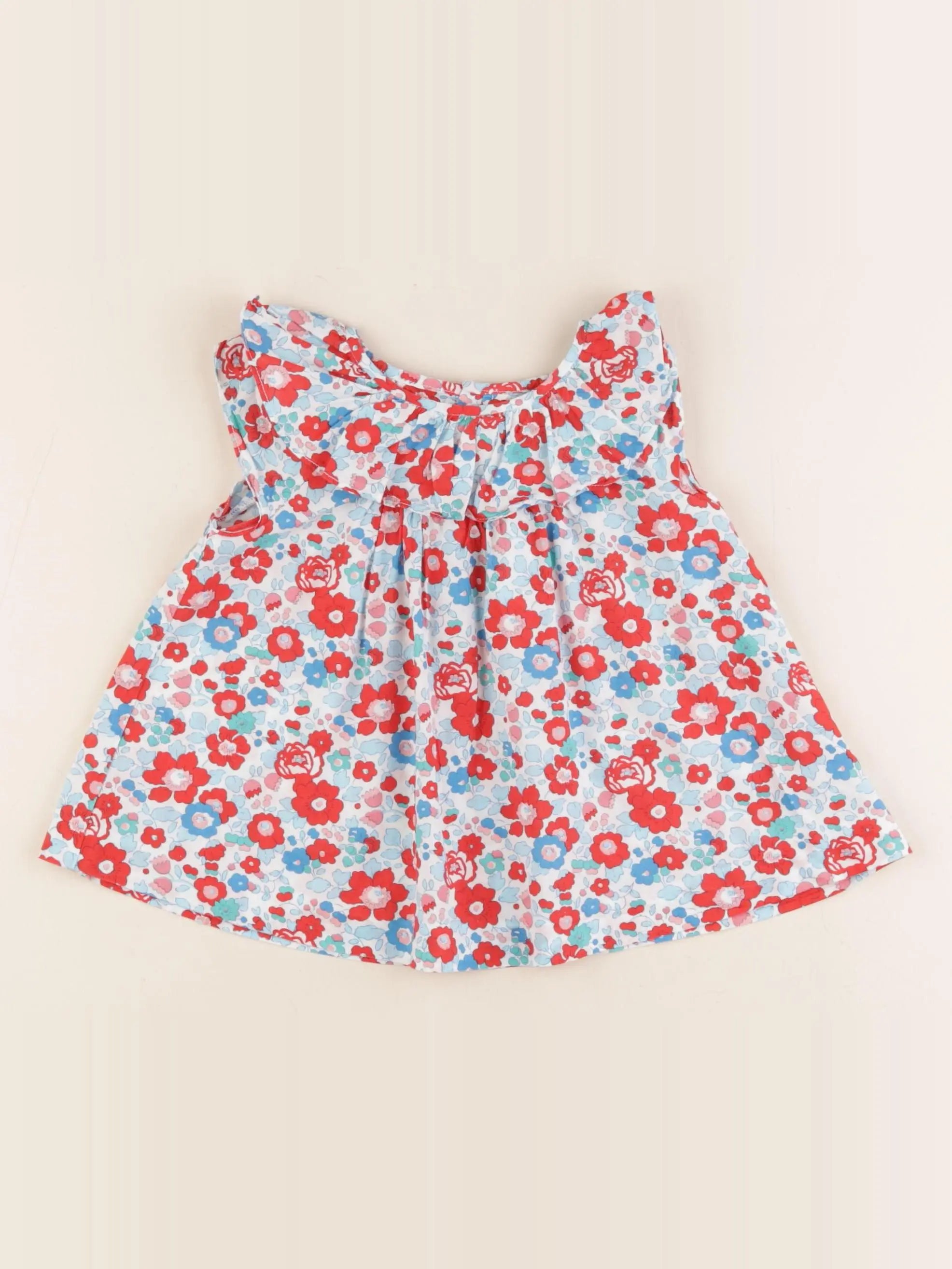 Jacadi - blouse liberty bleu, rouge - 24 mois