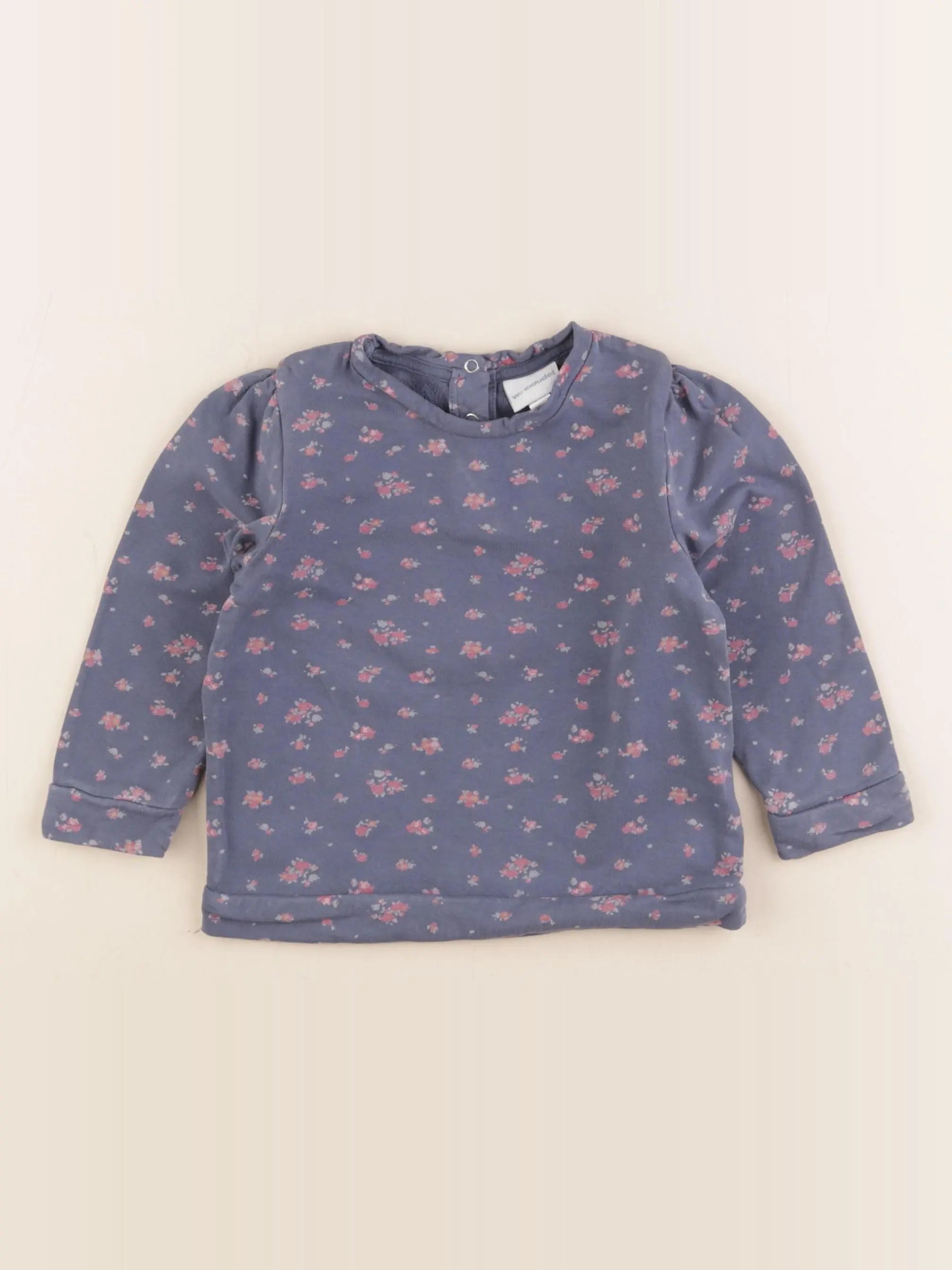 Vertbaudet - sweat bleu, rose - 24 mois