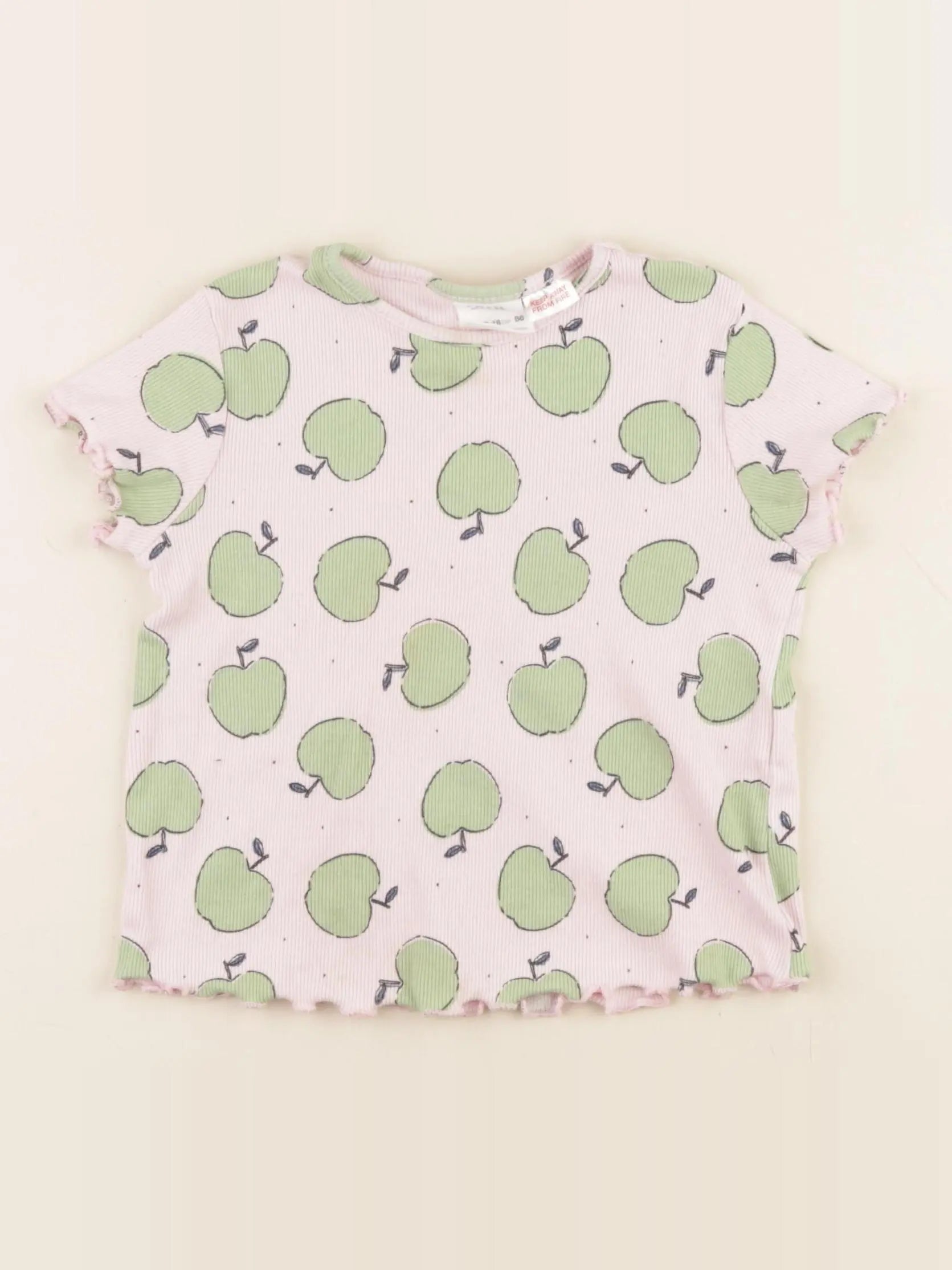 Zara - tee-shirt rose, vert - 12/18 mois