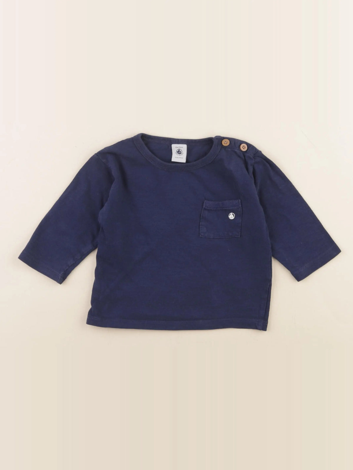 Petit Bateau - tee-shirt bleu - 12 mois