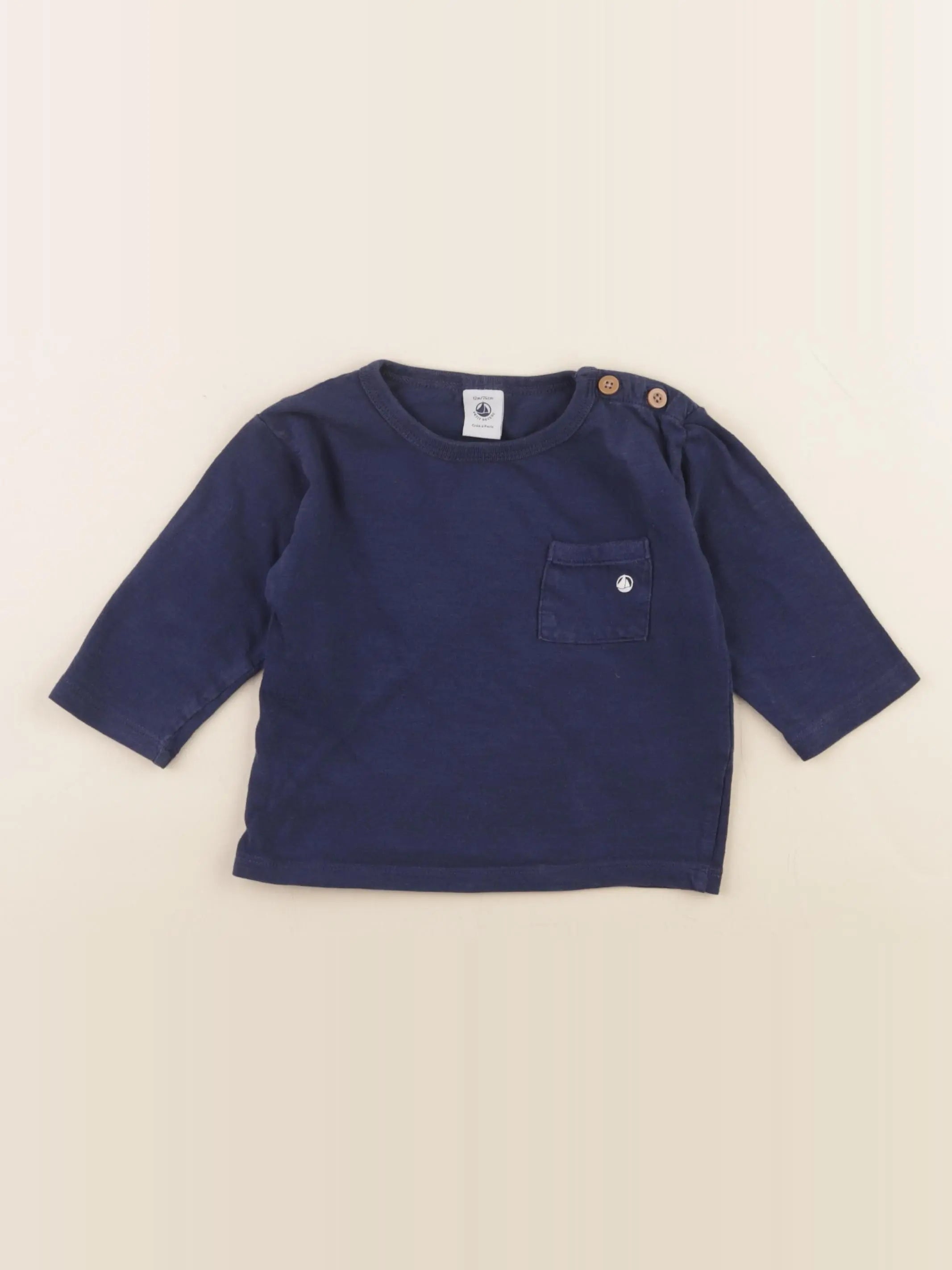 Petit Bateau - tee-shirt bleu - 12 mois