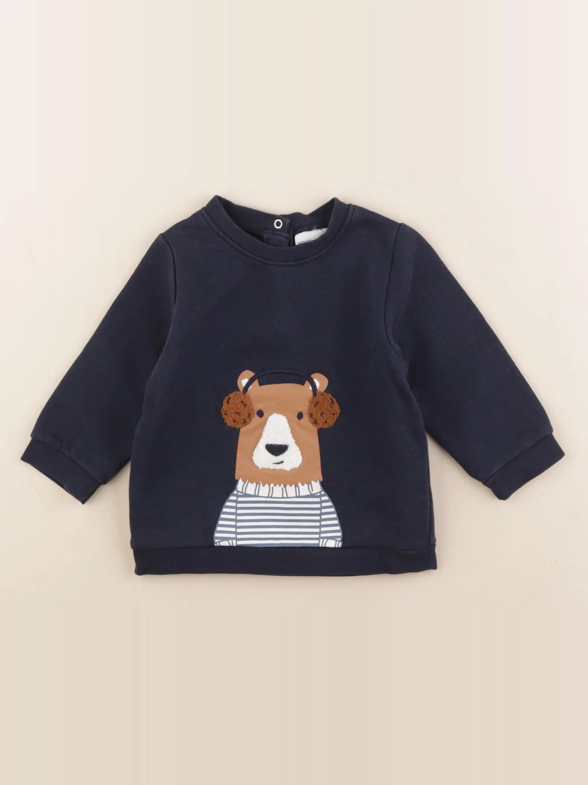 Vertbaudet - sweat bleu - 12 mois