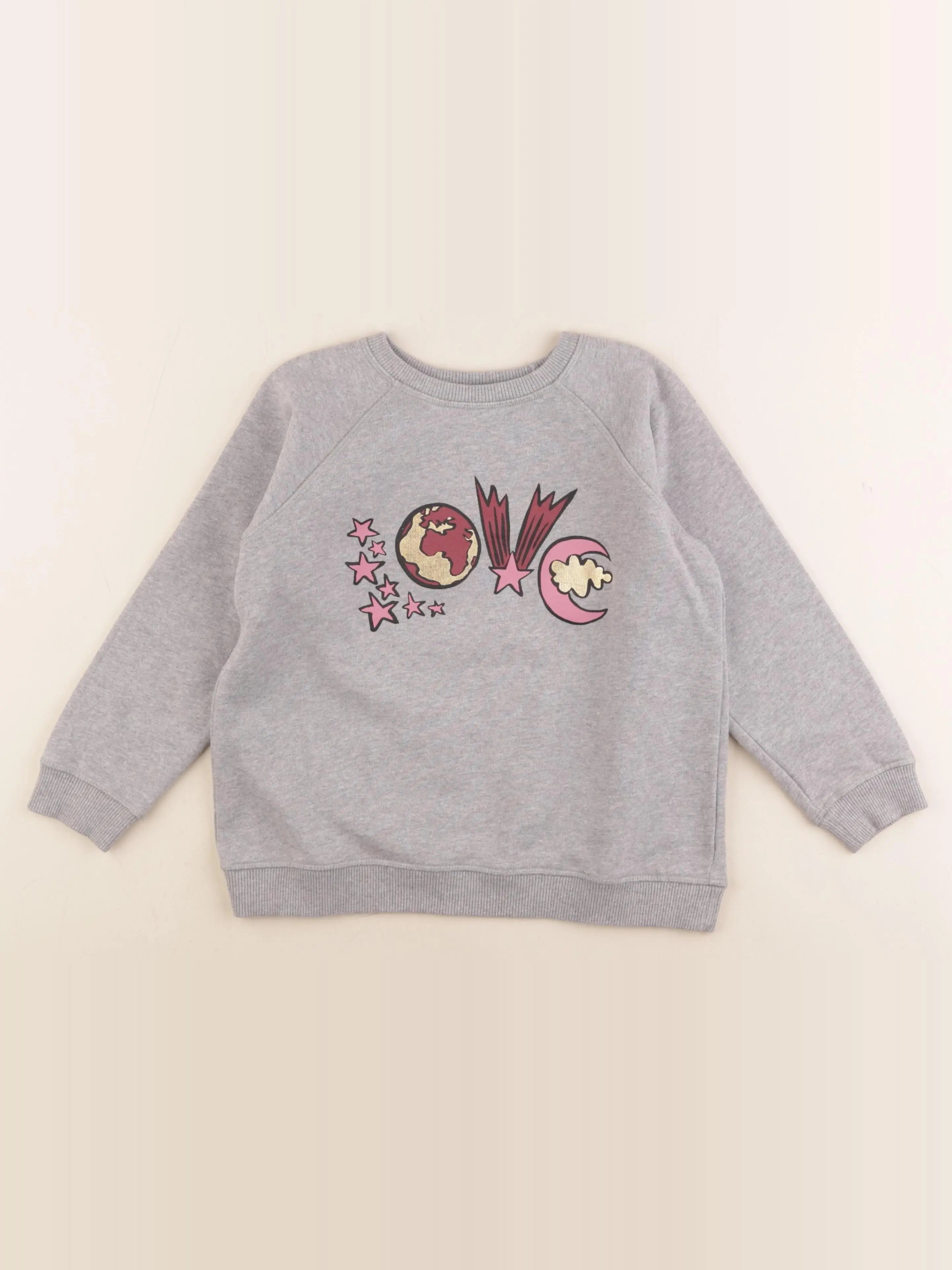 Bonton - sweat gris, or - 10 ans