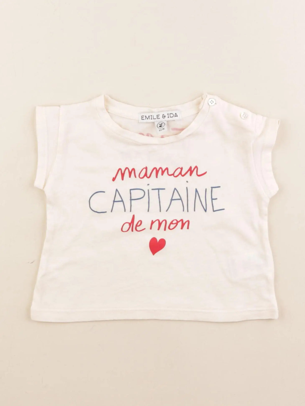 Emile et Ida - tee-shirt rose, rouge - 12 mois