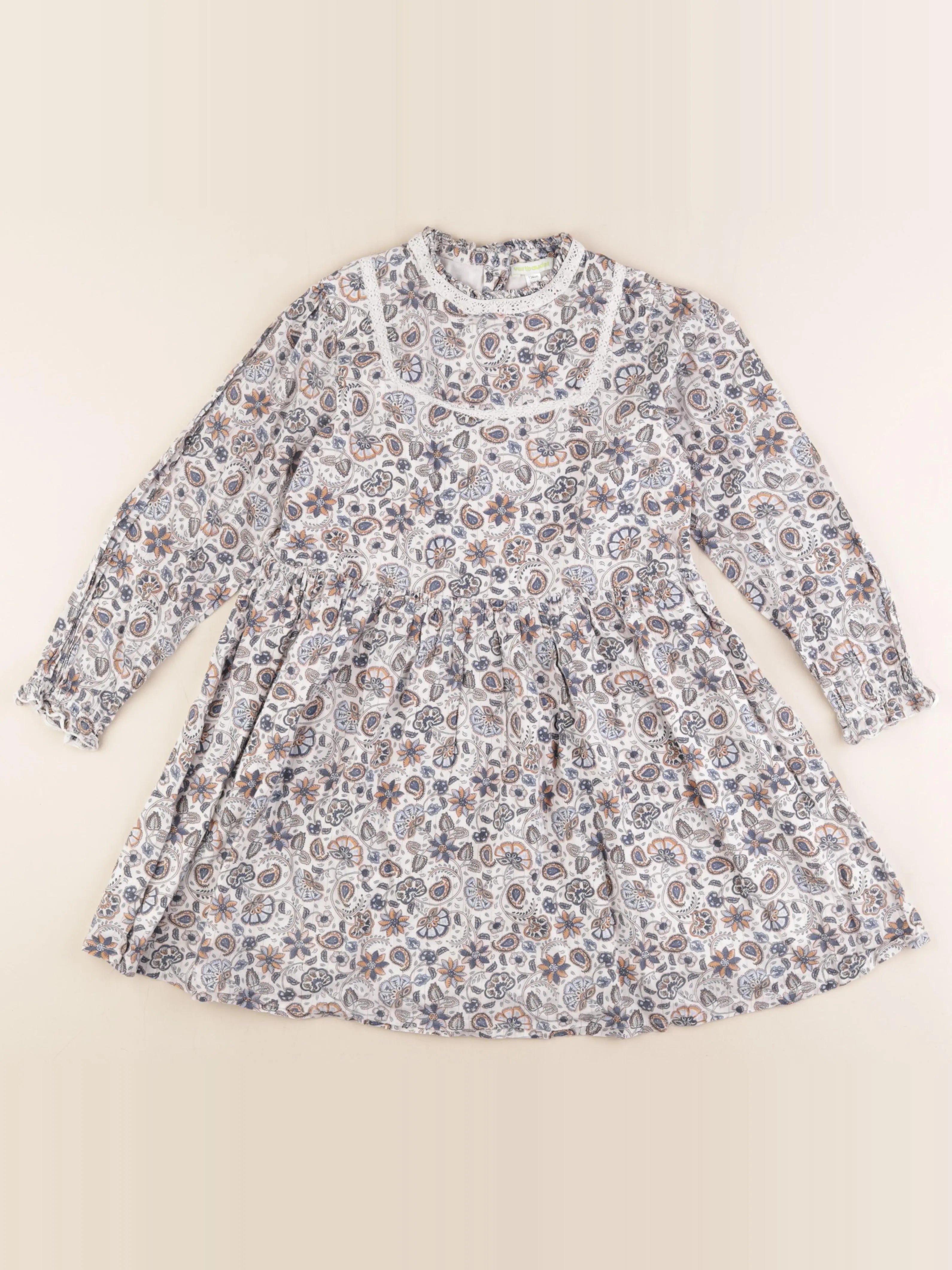 Vertbaudet - robe blanc, bleu - 9 ans