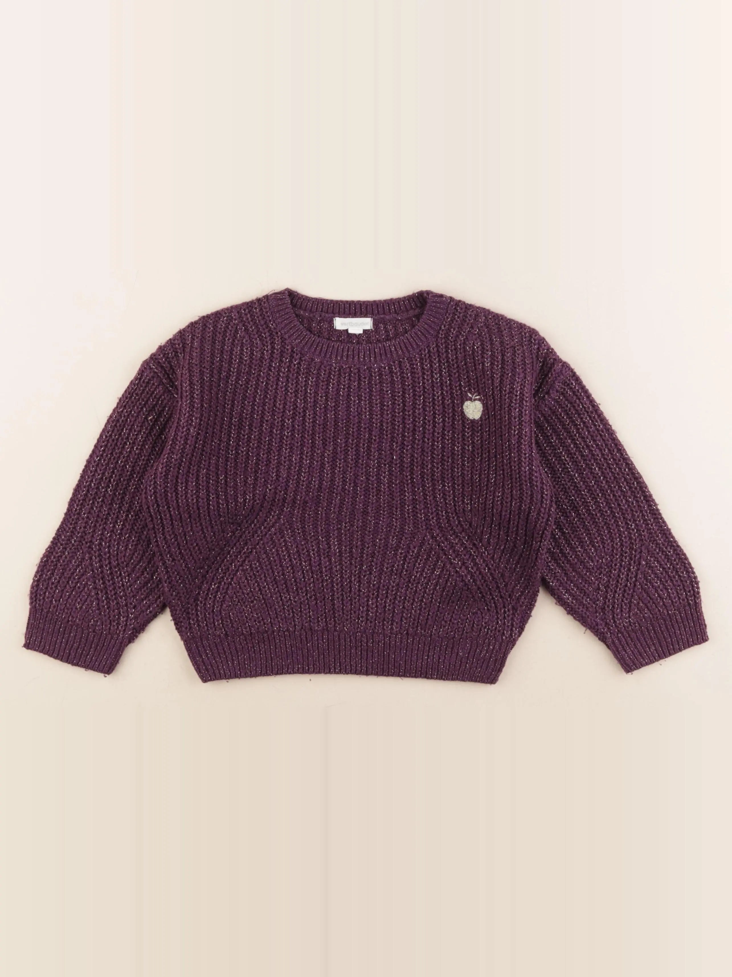 Vertbaudet - pull violet, or - 4 ans