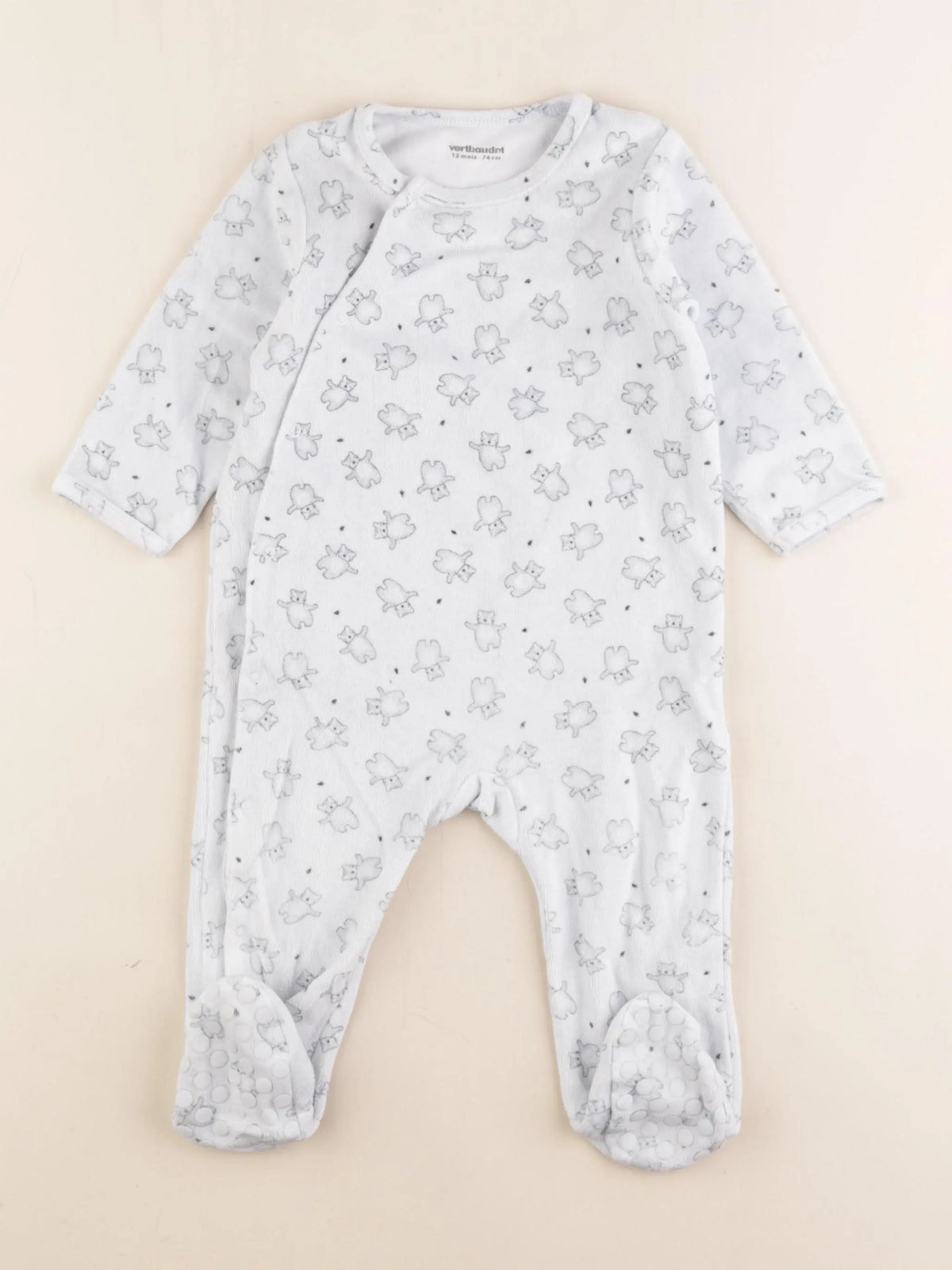 Vertbaudet - pyjama velours bleu - 12 mois