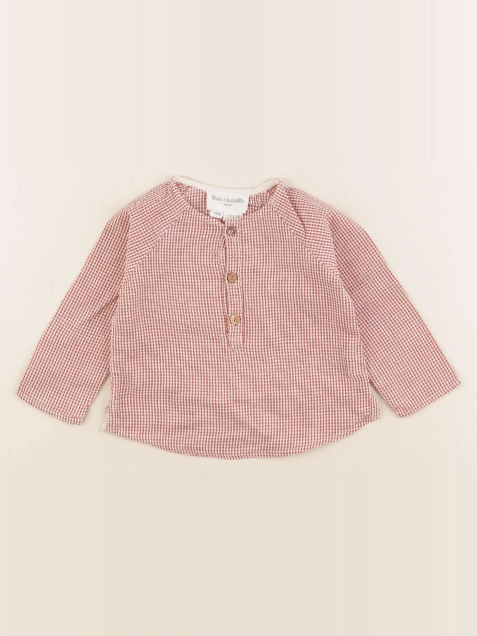 Arsène et les pipelettes - chemise rouge - 12 mois