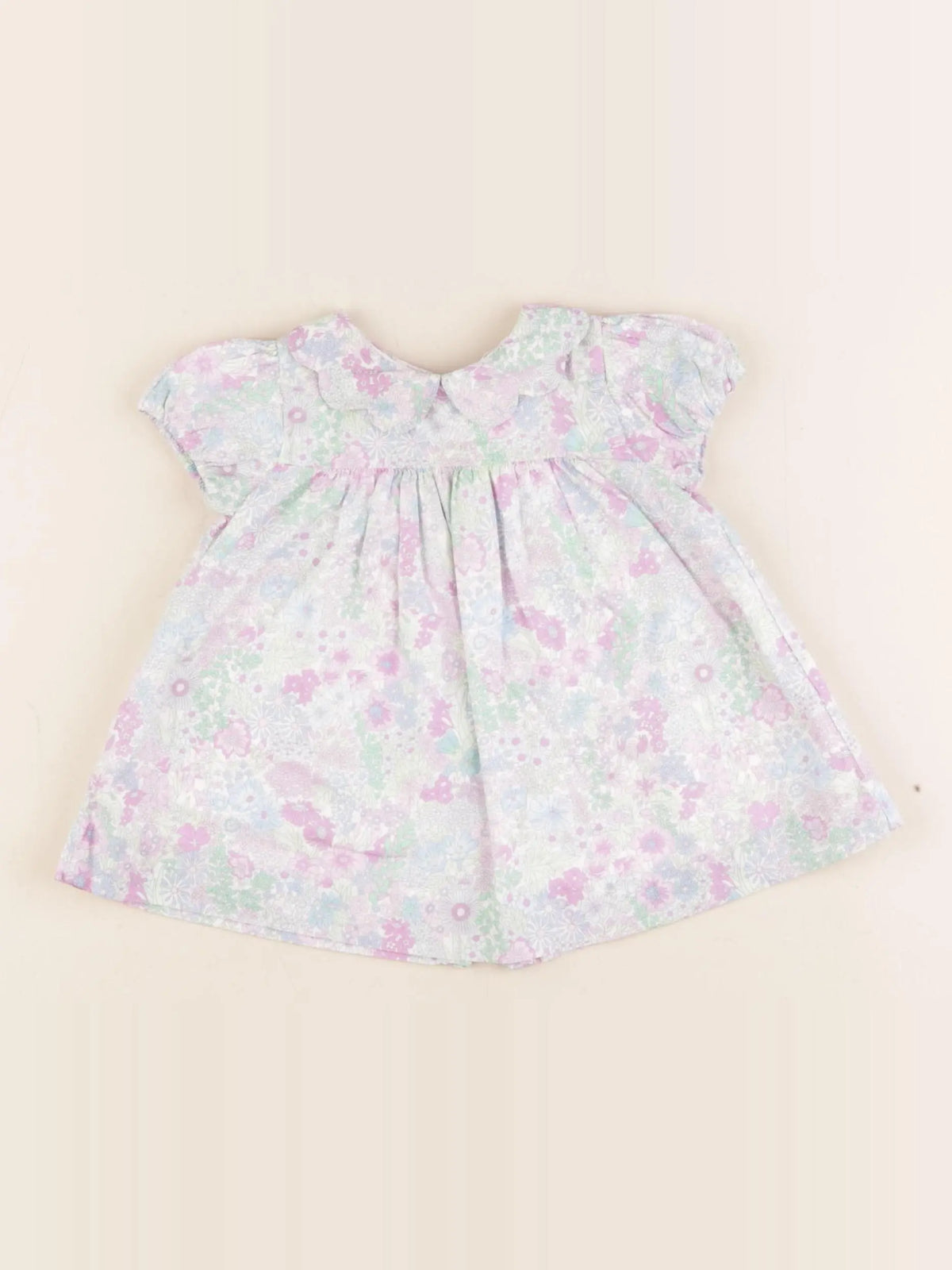 Jacadi - robe liberty bleu, violet - 3 mois