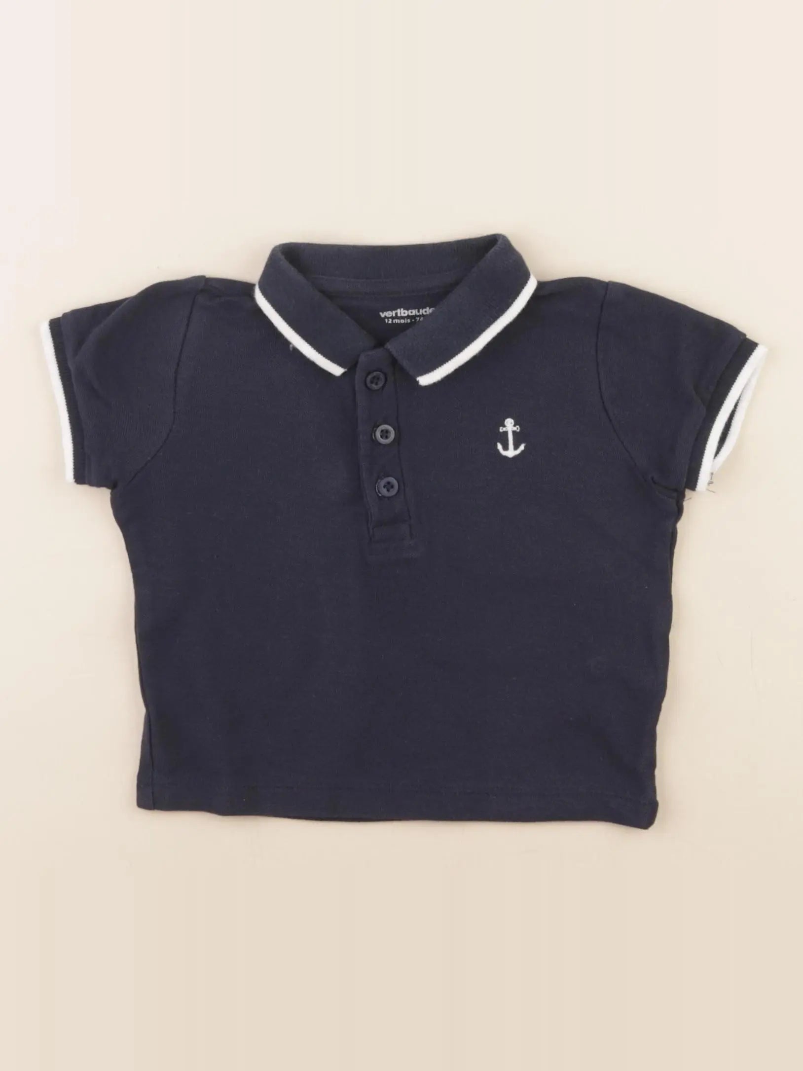 Vertbaudet - polo bleu - 12 mois