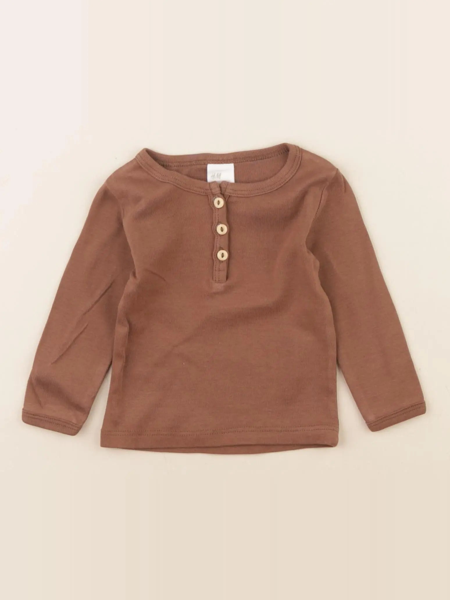 H&M - tee-shirt marron - 2/4 mois