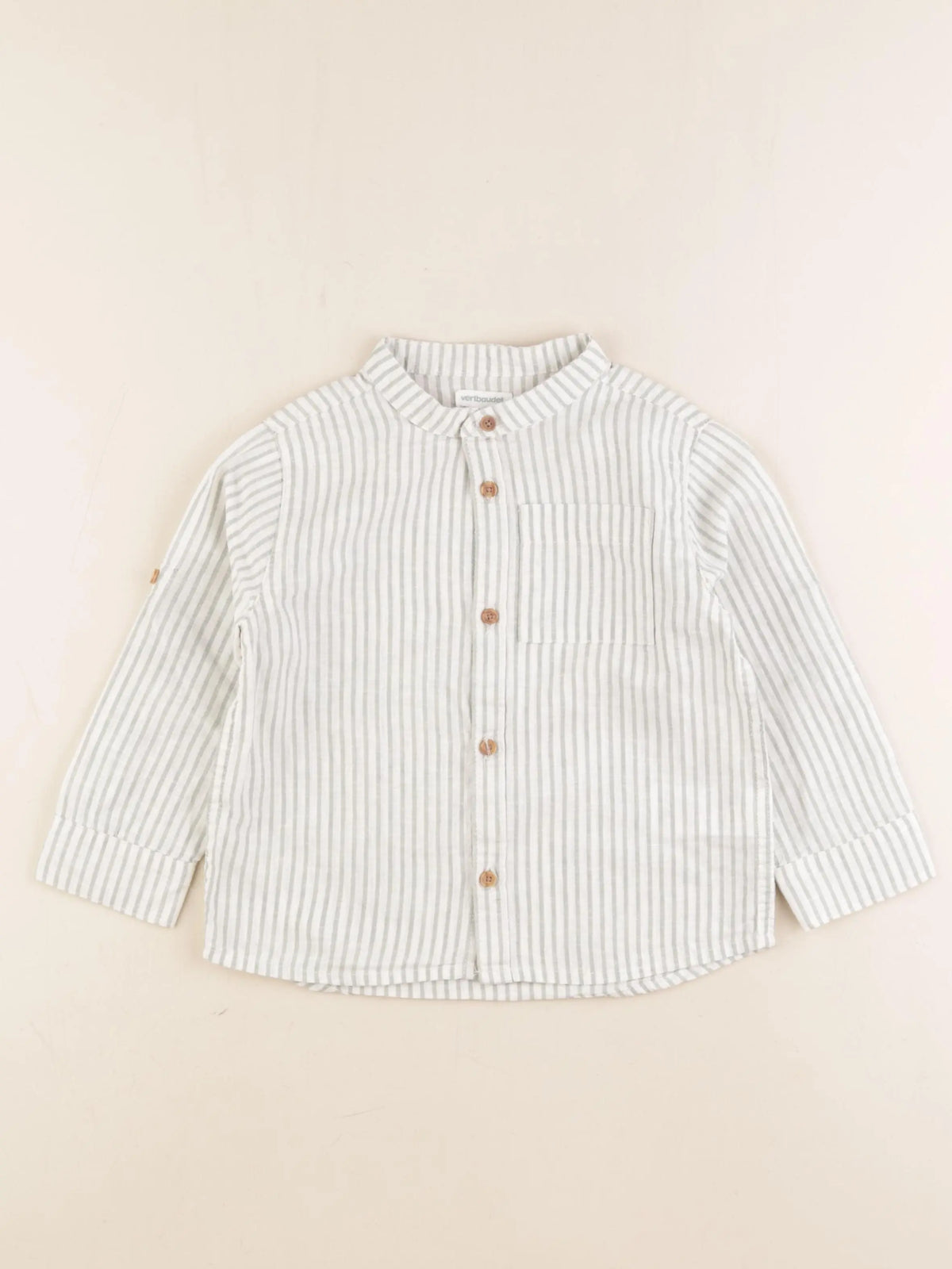 Vertbaudet - chemise vert, beige - 5 ans