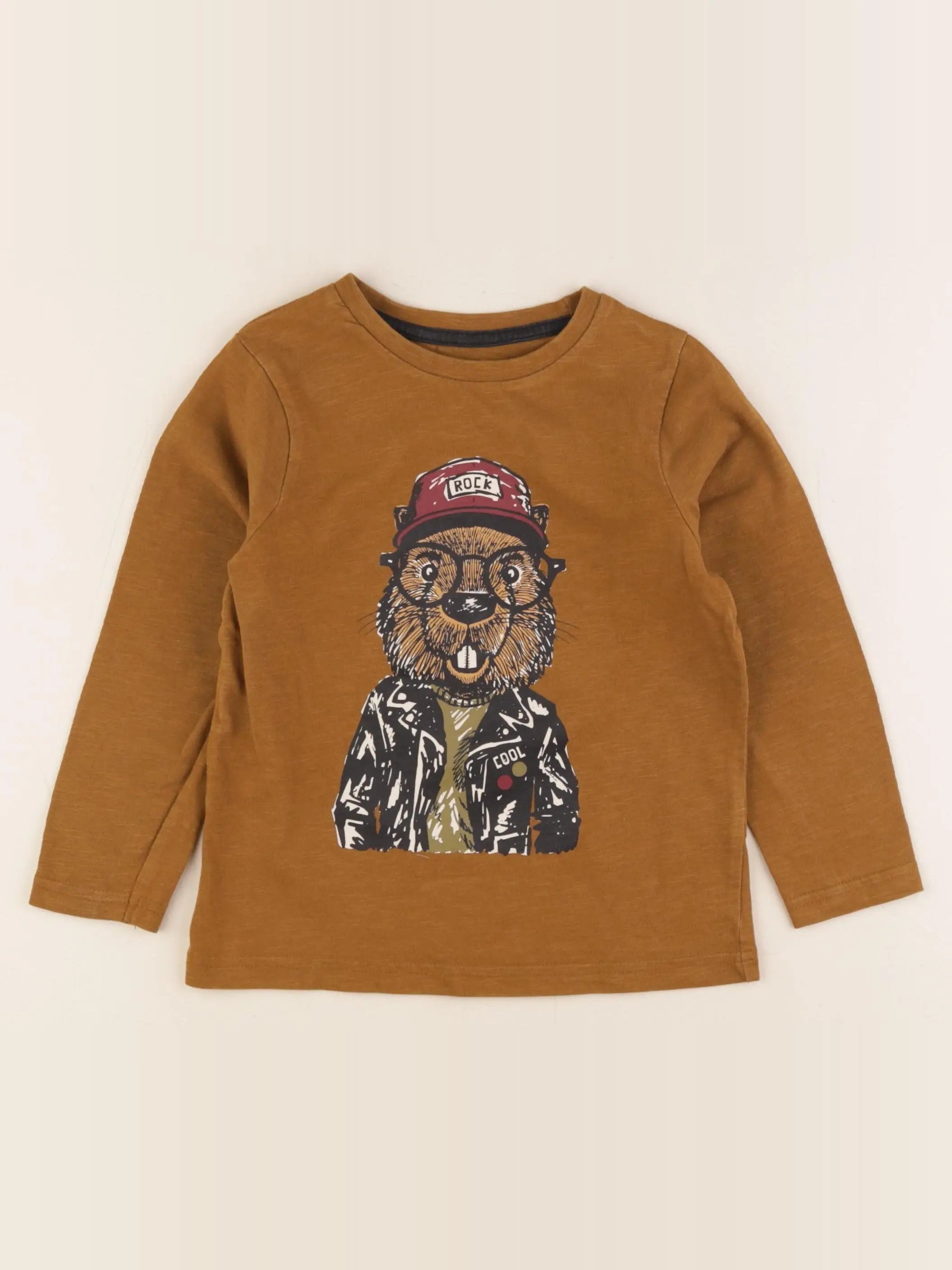Vertbaudet - tee-shirt marron - 5 ans